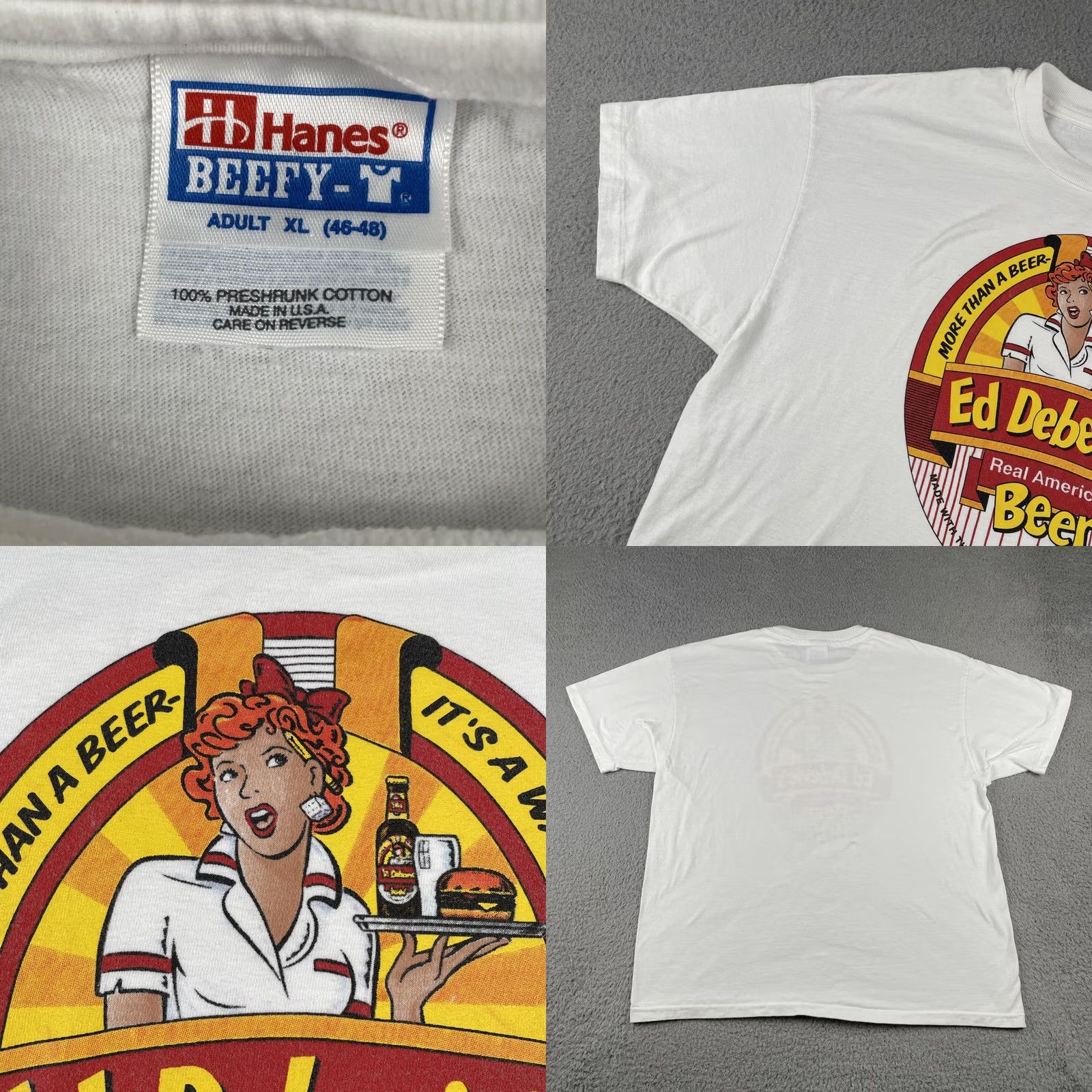 Hanes VINTAGE Hanes Beefy T-Shirt XL Ed Debevic’s Real American Beer Chicago A Way If Life USA Mens Size US XL / EU 56 / 4 - 8 Thumbnail