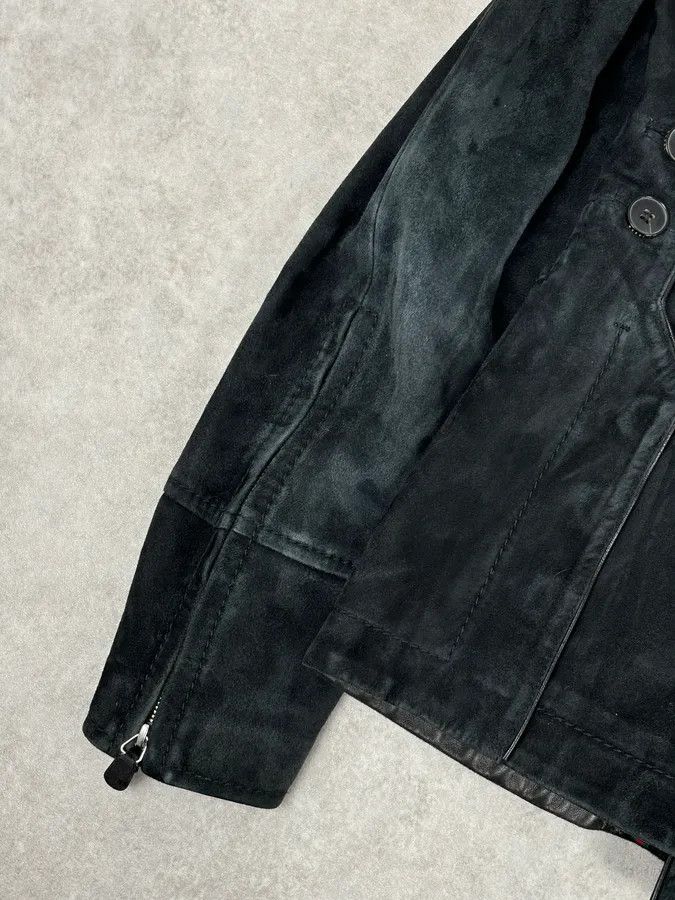 Gucci 2000s Gucci Black Suede Leather Double-Breasted Premium Jacket by Tom Ford Size 44R - 9 Thumbnail