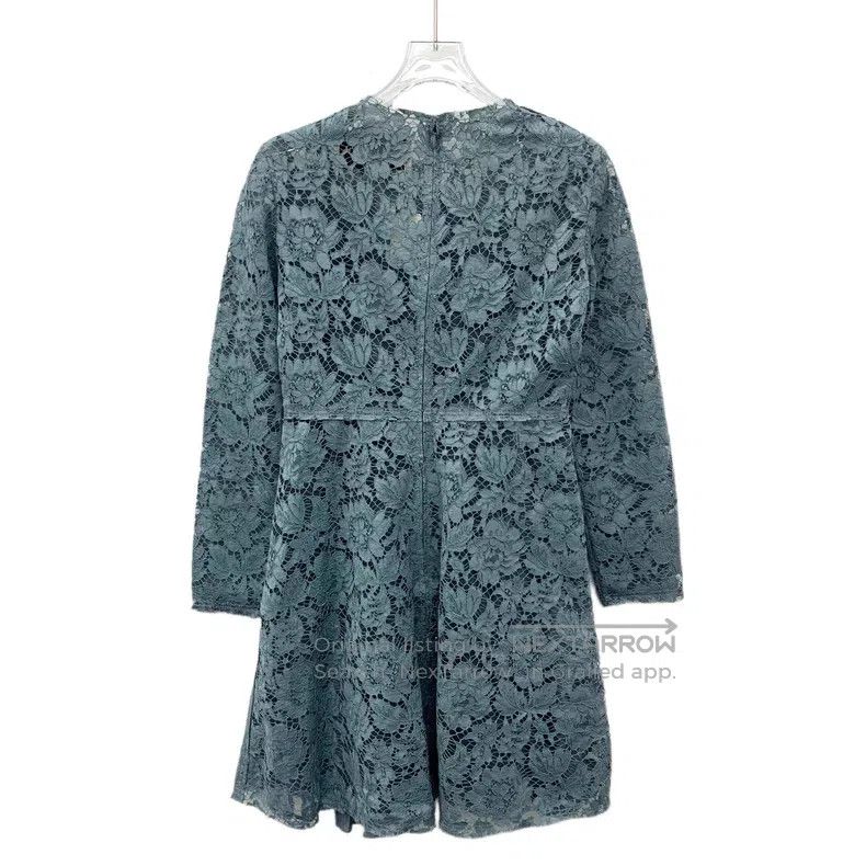 Valentino Valentino Blue floral openwork embroidered mulberry silk Size L / US 10 / IT 46 - 2 Thumbnail