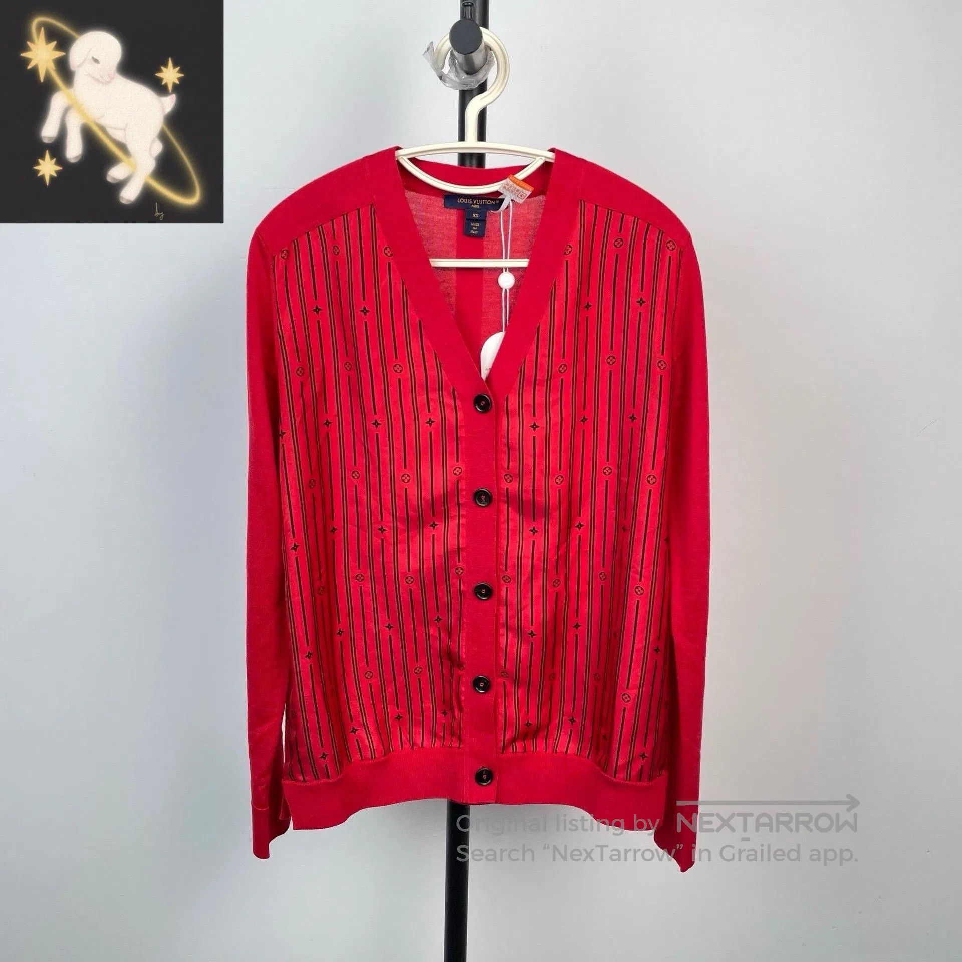 Louis Vuitton Louis Vuitton Red Striped Pearl Button Cardigan. Size XS / US 0-2 / IT 36-38 - 1 Thumbnail