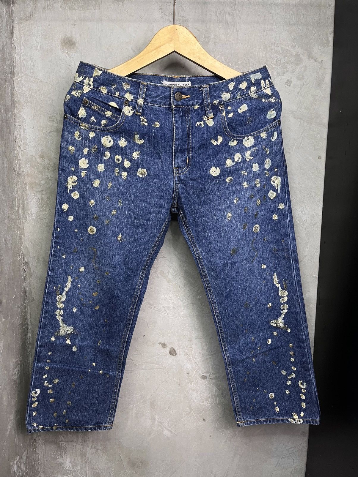 Tsumori Chisato Issey Art Tsumori Chisato Gold Splatter Hand Painted Jeans Size 26" / US 2 / IT 38 - 1 Thumbnail