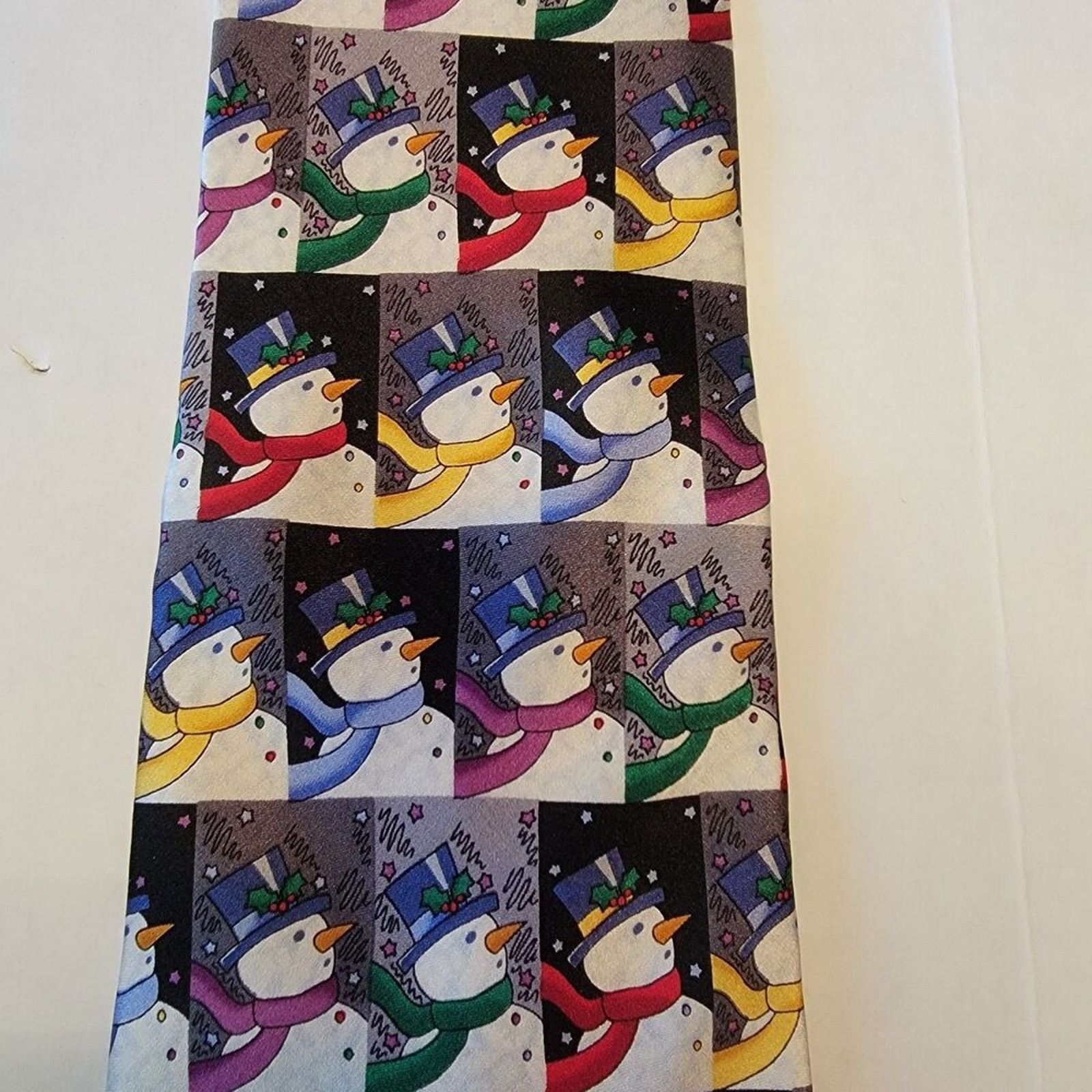 John Ashford John Ashford Christmas Tie Snowmen 100% Silk Size ONE SIZE - 1 Thumbnail