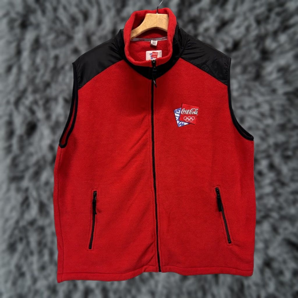 Vintage Vintage Coca Cola Salt Lake City Olympics Fleece Vest Jacket X-Large Red 2002 Size US XL / EU 56 / 4 - 1 Thumbnail