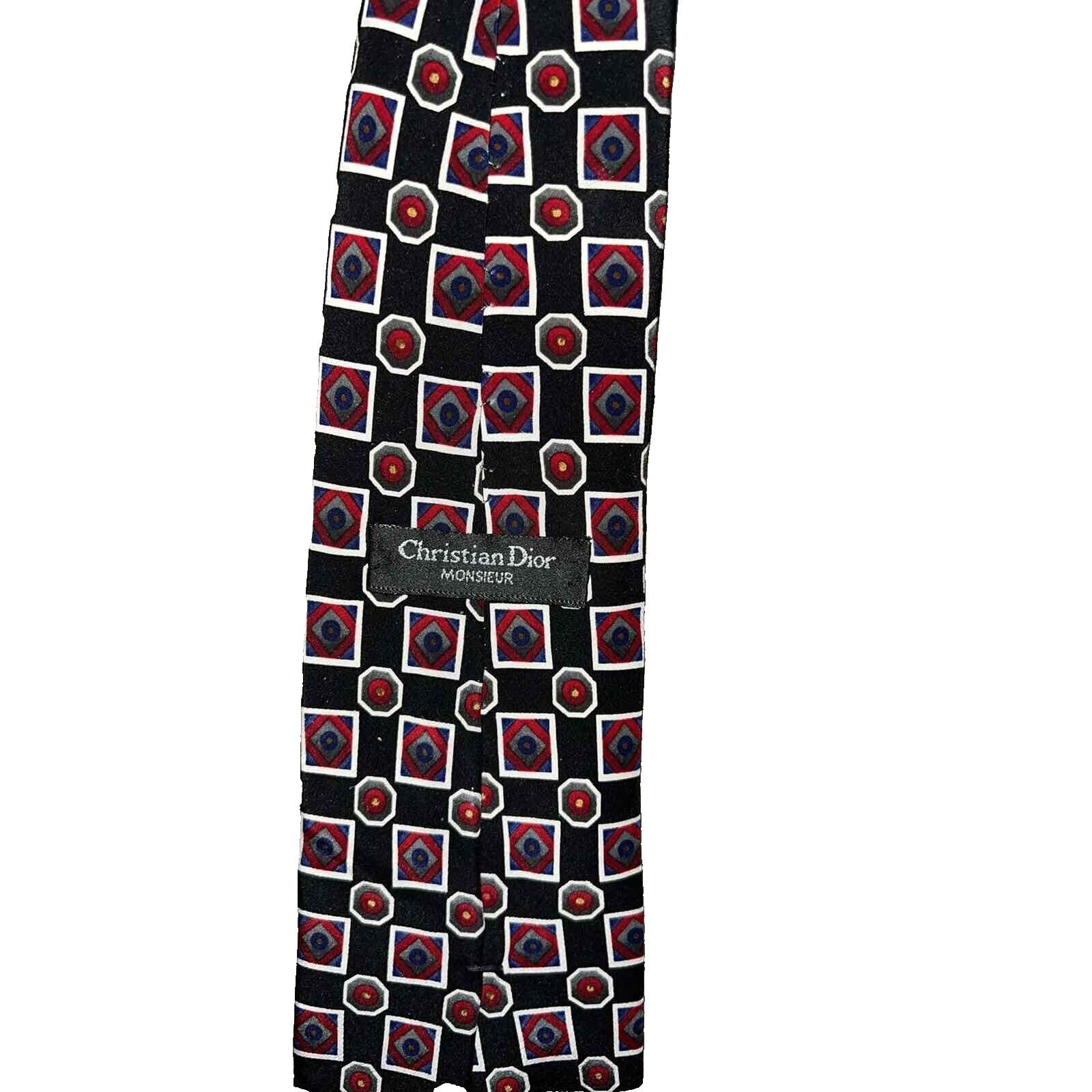Dior CHRISTIAN DIOR Tie Geometric 4 x 57 Black White Red A000358 Size ONE SIZE - 4 Thumbnail