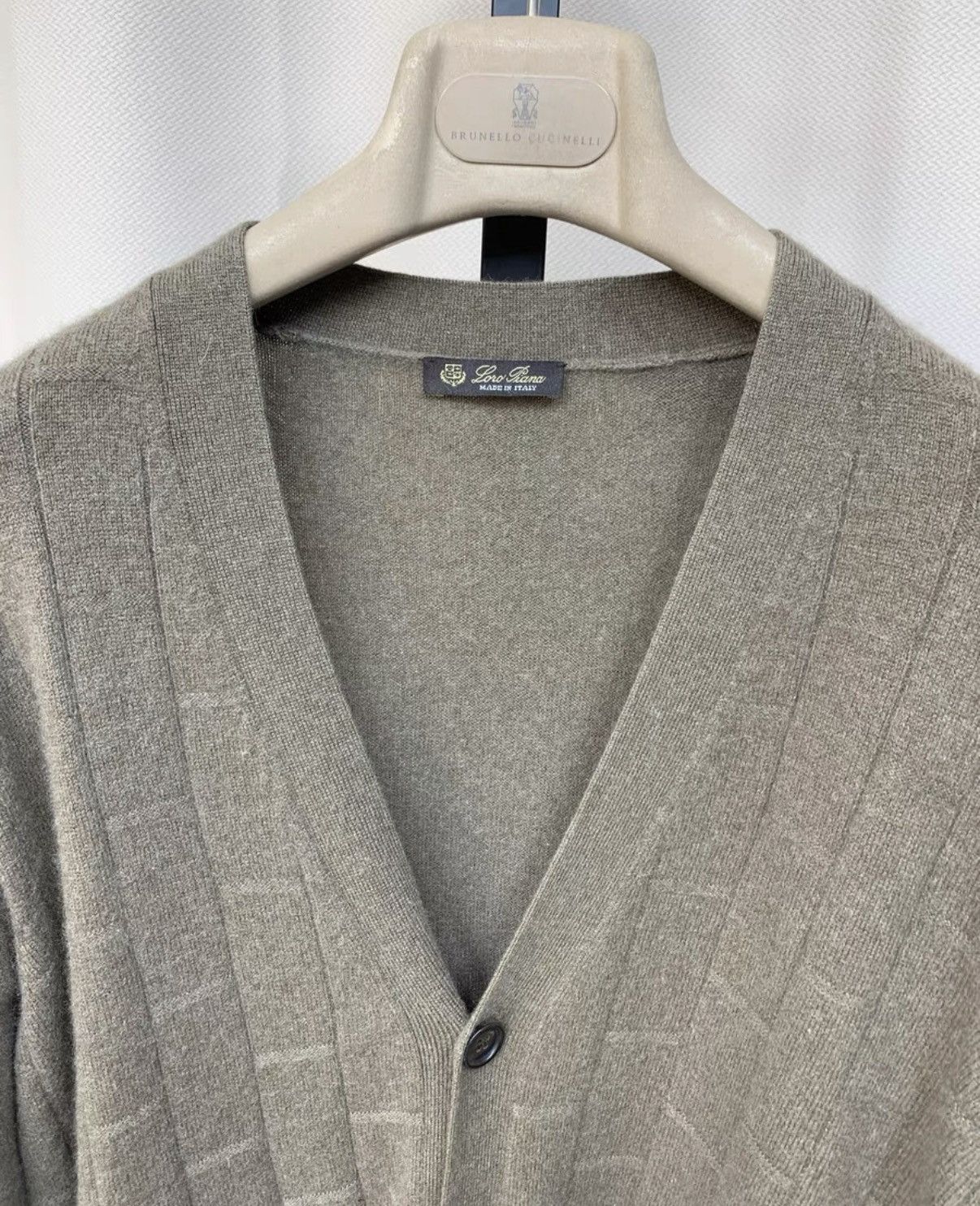 Loro Piana LORO PIANA Men's Brown/Light Beige Pure Cashmere Cardigan Size US L / EU 52-54 / 3 - 6 Thumbnail