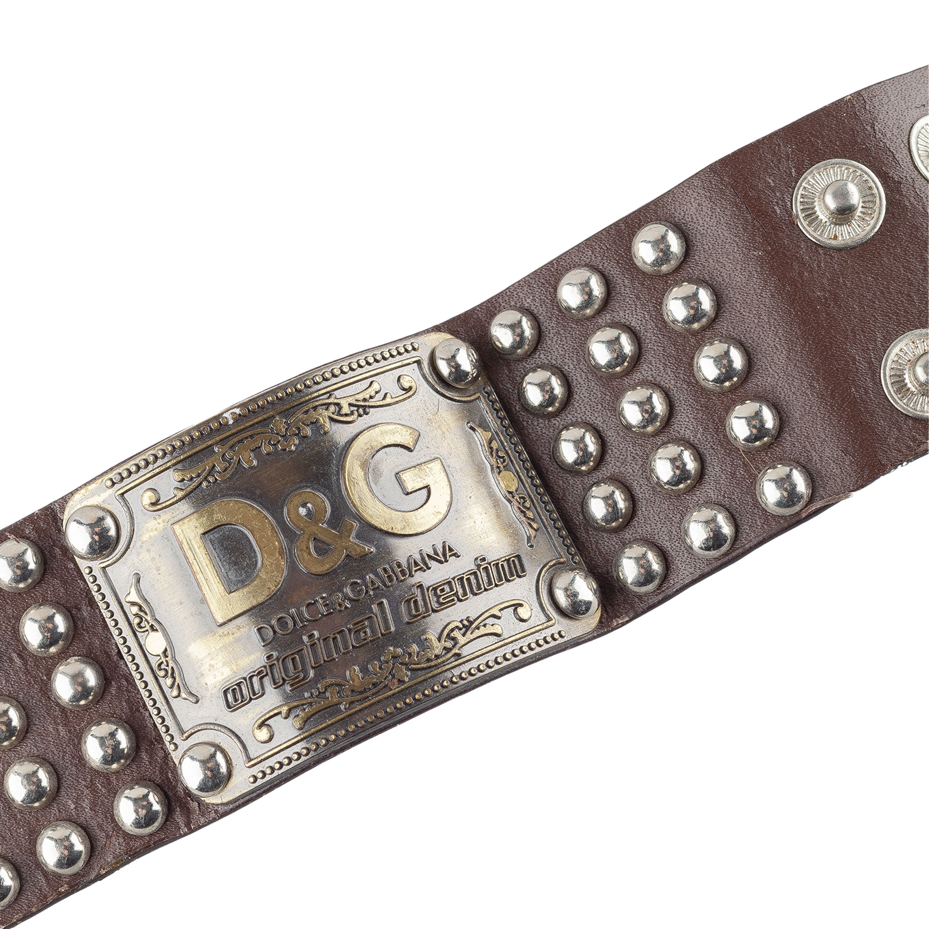 Dolce & Gabbana Dolce & Gabbana Vintage Studded Brown Leather Bracelet Size ONE SIZE - 2 Thumbnail