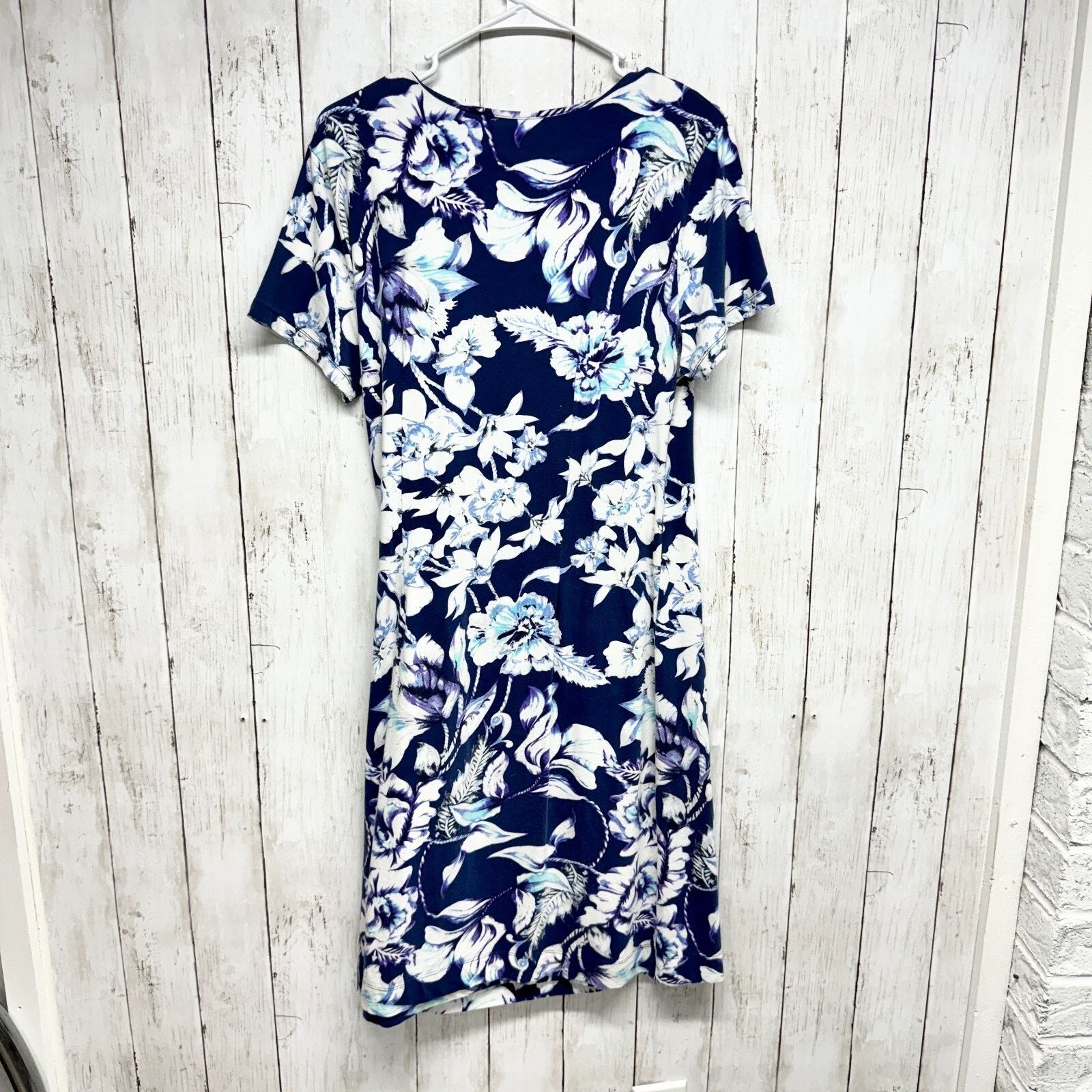 Other Soft Surroundings Blue White Floral Cap Sleeve Faux Wrap Med Size M / US 6-8 / IT 42-44 - 6 Thumbnail