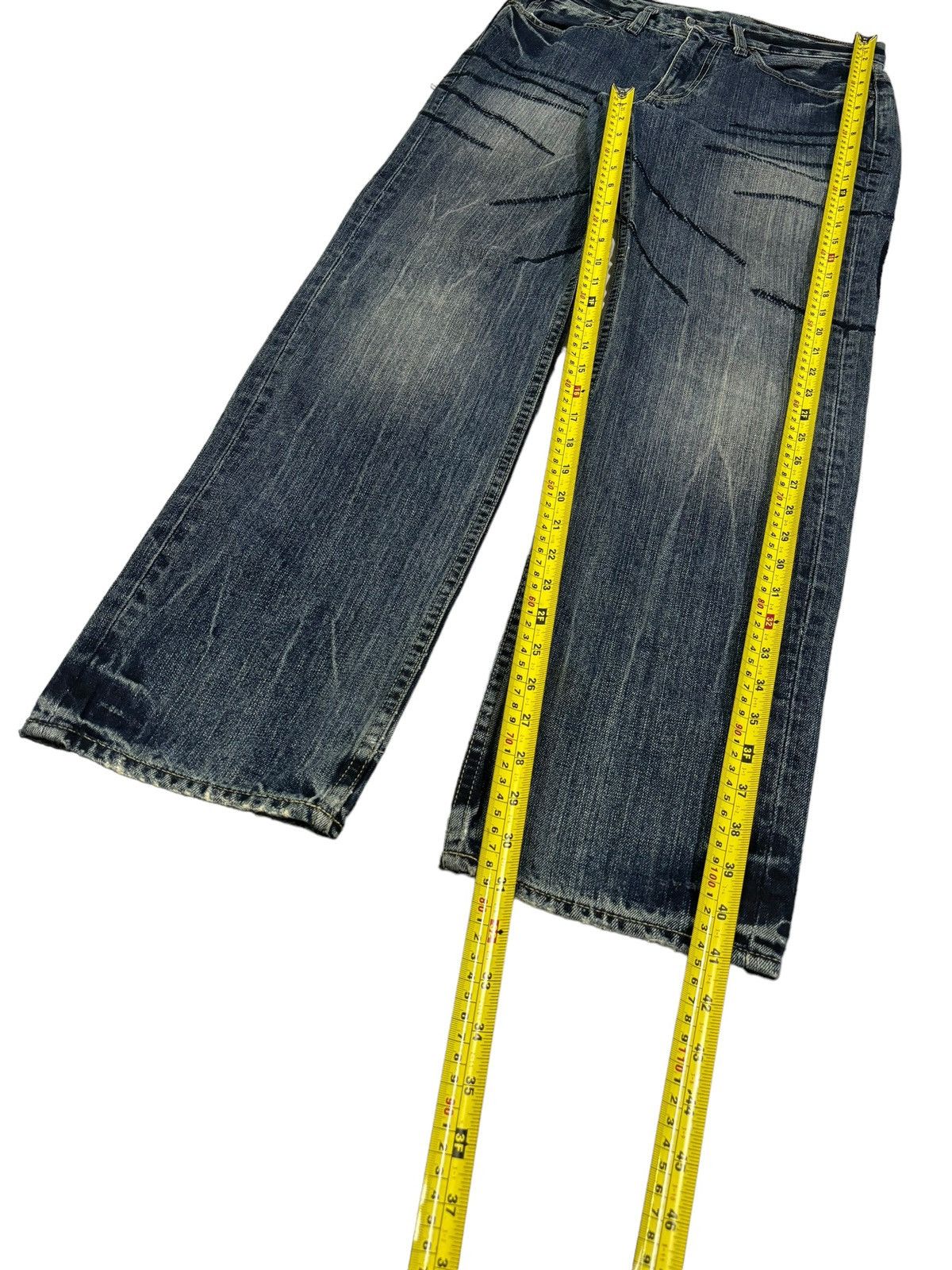 Number (N)ine Vintage Takeo Kikuchi Stitched Clawmark Loose Straight Jeans Size US 31 - 13 Thumbnail
