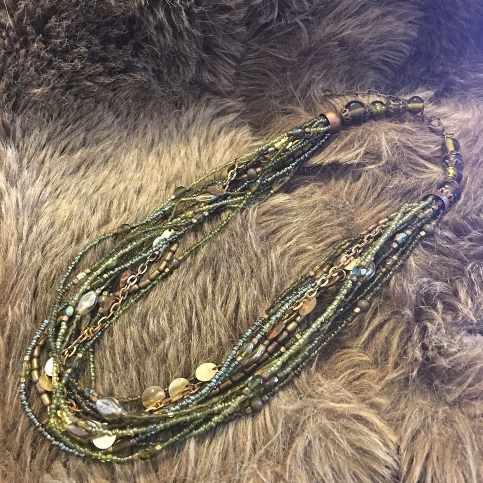 Vintage Vintage 90s forest tone glass & seed bead necklace Size ONE SIZE - 9 Thumbnail