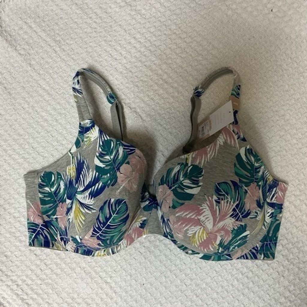 Other NWT Cacique Gray Floral Lightly Lined T-Shirt Bra Women 44DD Size ONE SIZE - 10 Thumbnail