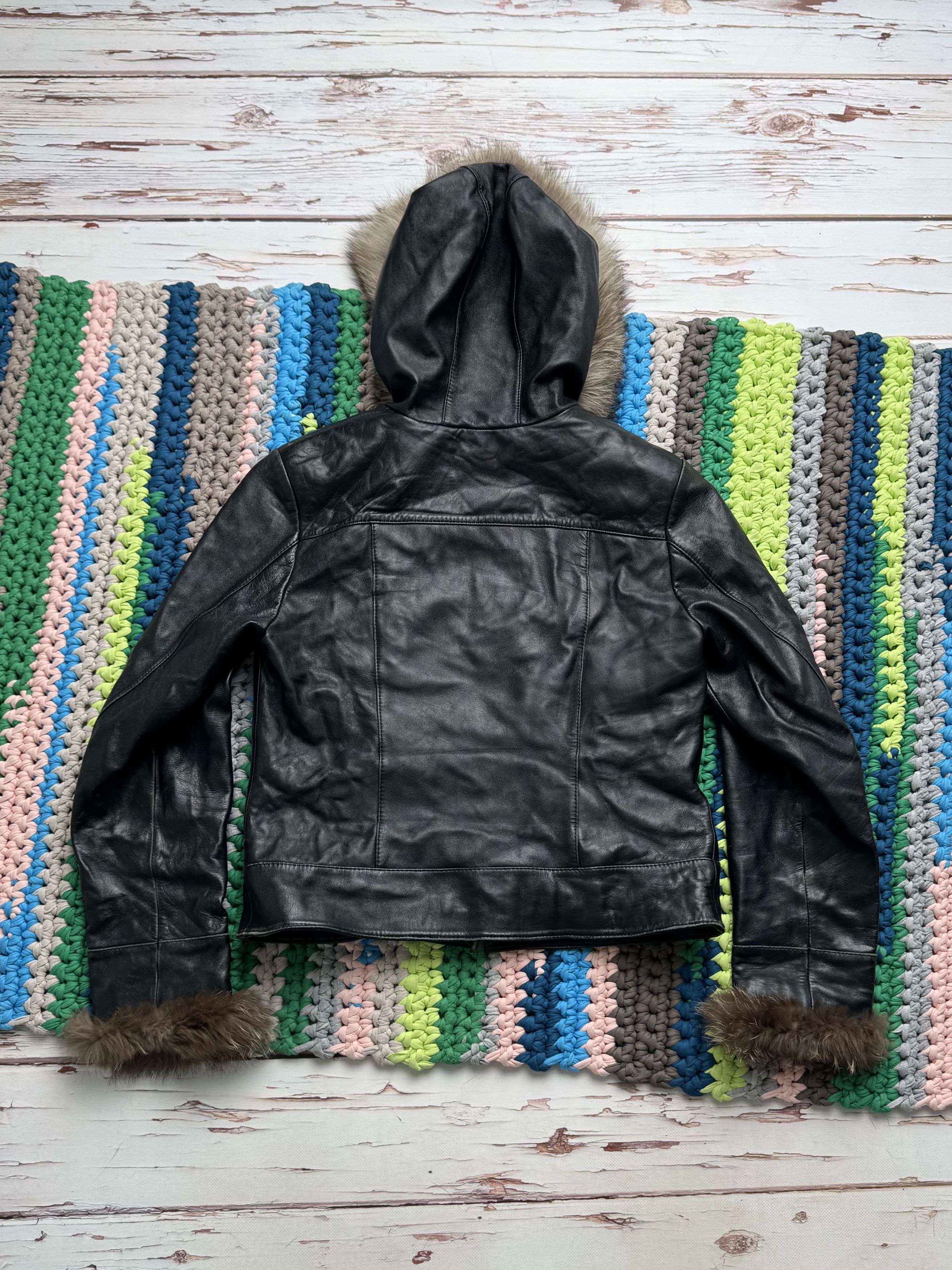 Vintage Vintage Leather Cropped Jacket With Real Fur (D15)(D10) Size L / US 10 / IT 46 - 20 Thumbnail