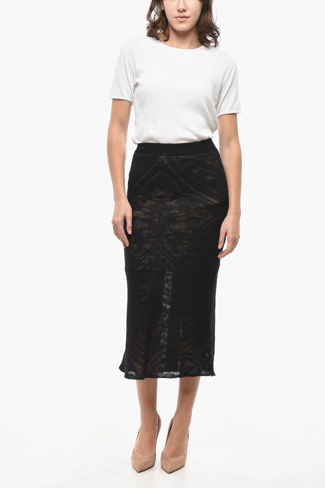 Etro og1mm0426 Jacquard-Knit Midi Skirt in Black Size 26" / US 2 / IT 38 - 4 Thumbnail
