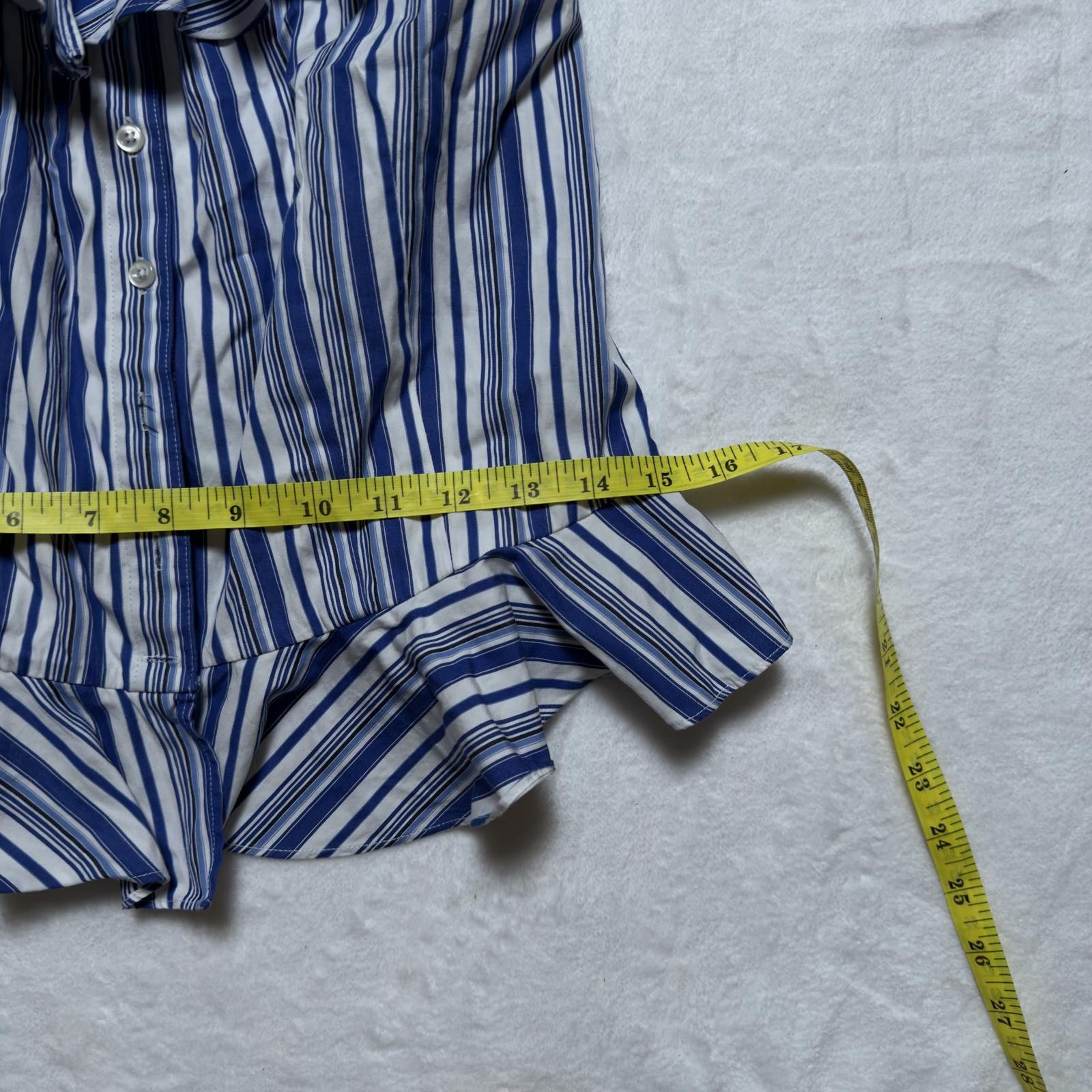 Lauren Ralph Lauren Lauren Ralph Lauren Blue Striped Off-Shoulder Ruffle Blouse Size M / US 6-8 / IT 42-44 - 4 Thumbnail