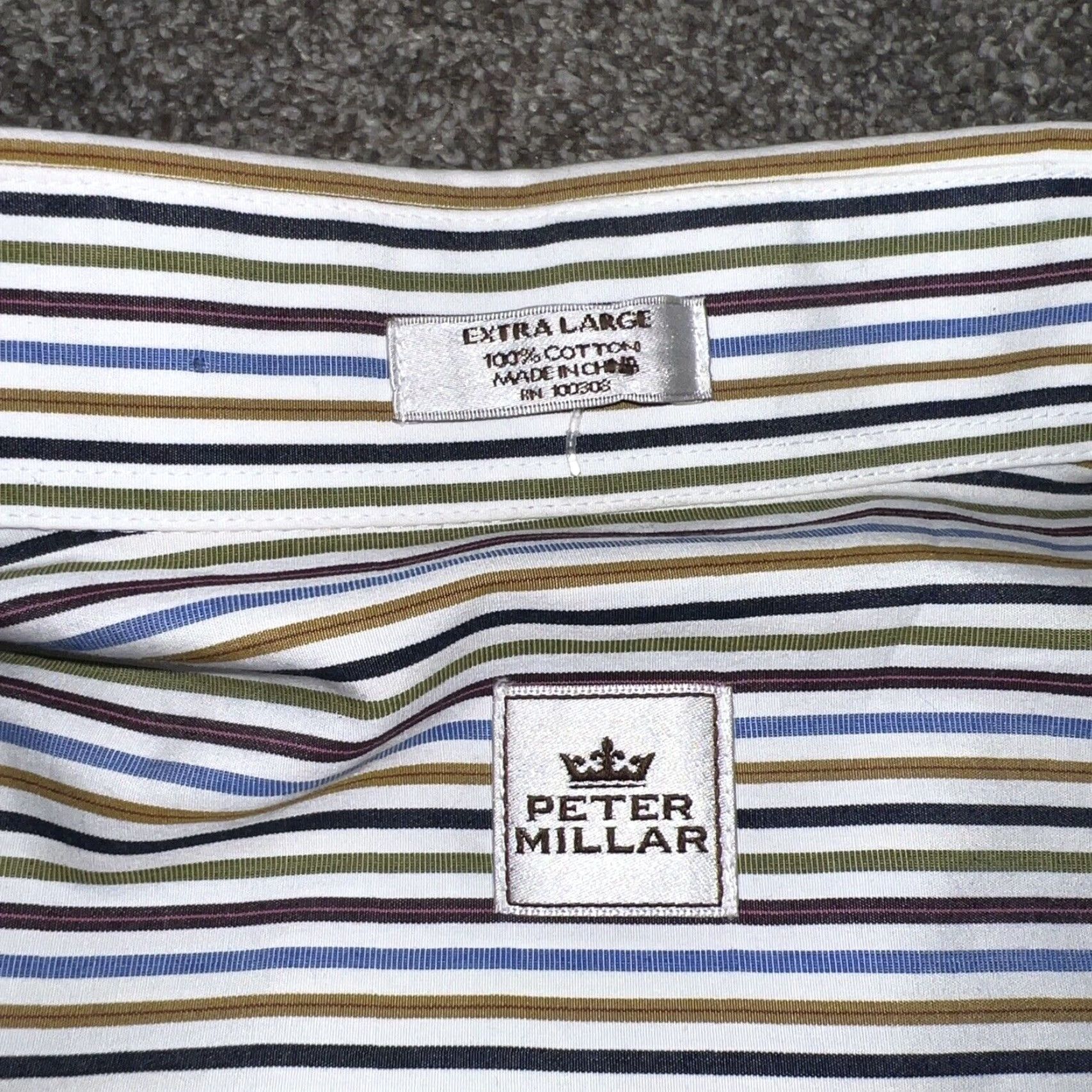 Peter Millar Peter Millar Striped Shirt Mens XL Short Sleeve Button-Up Blue Size US XL / EU 56 / 4 - 3 Thumbnail