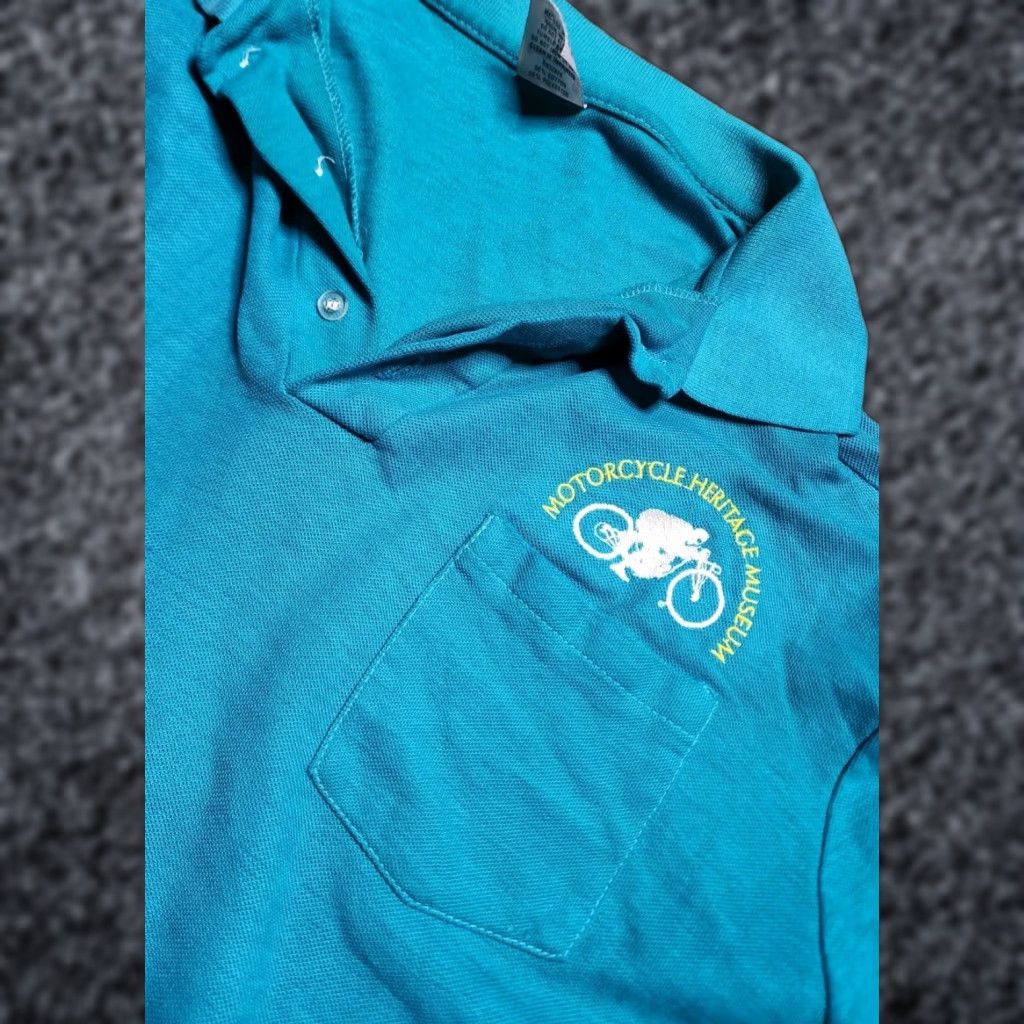 Vintage VINTAGE Swingster Motorcycle Polo Shirt XL Long Sleeve Blue Heritage Museum Westerville Ohio Mens Size US XL / EU 56 / 4 - 1 Thumbnail