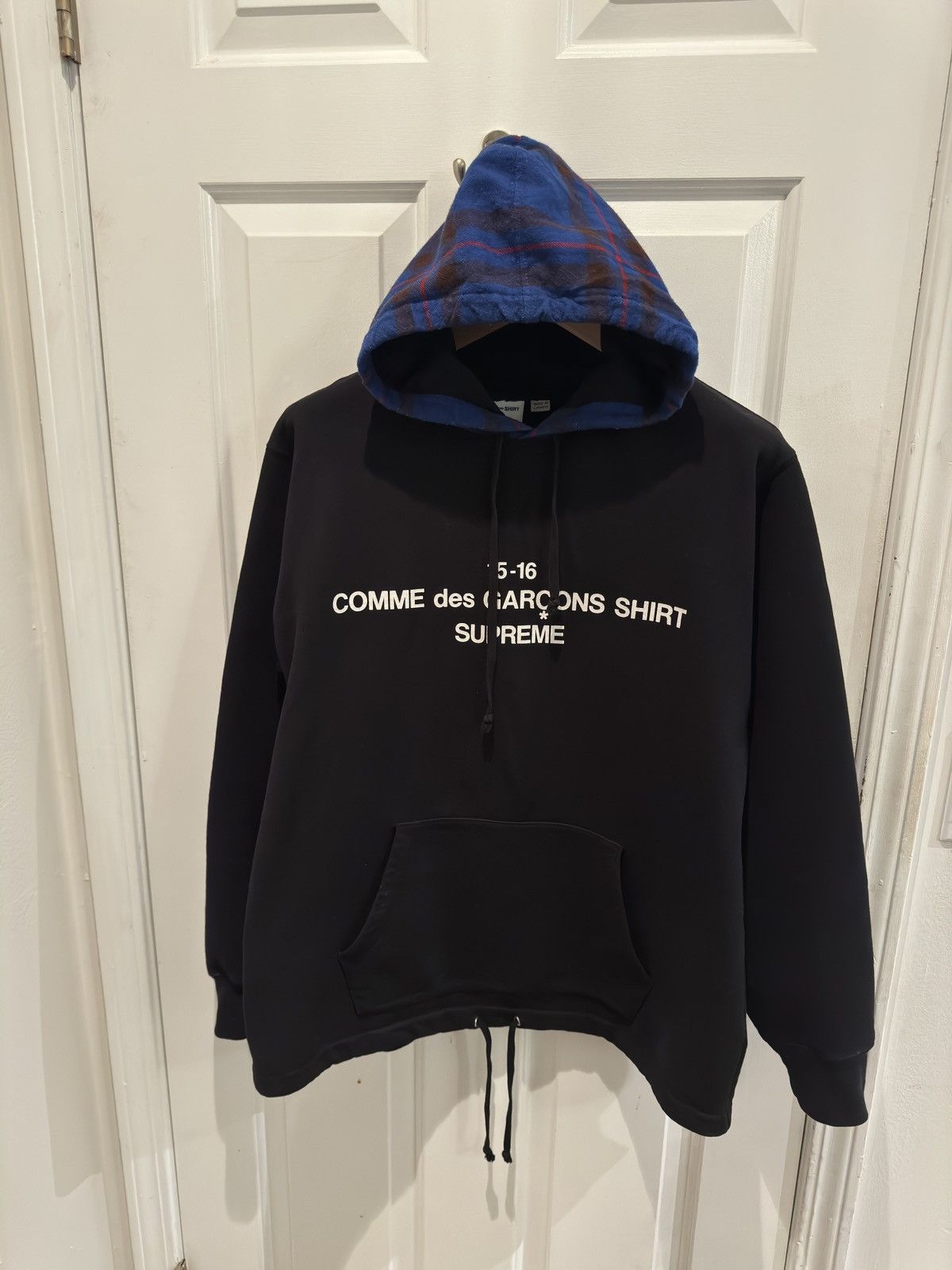Supreme BLACK SUPREME CDG PLAID HOODIE Grailed