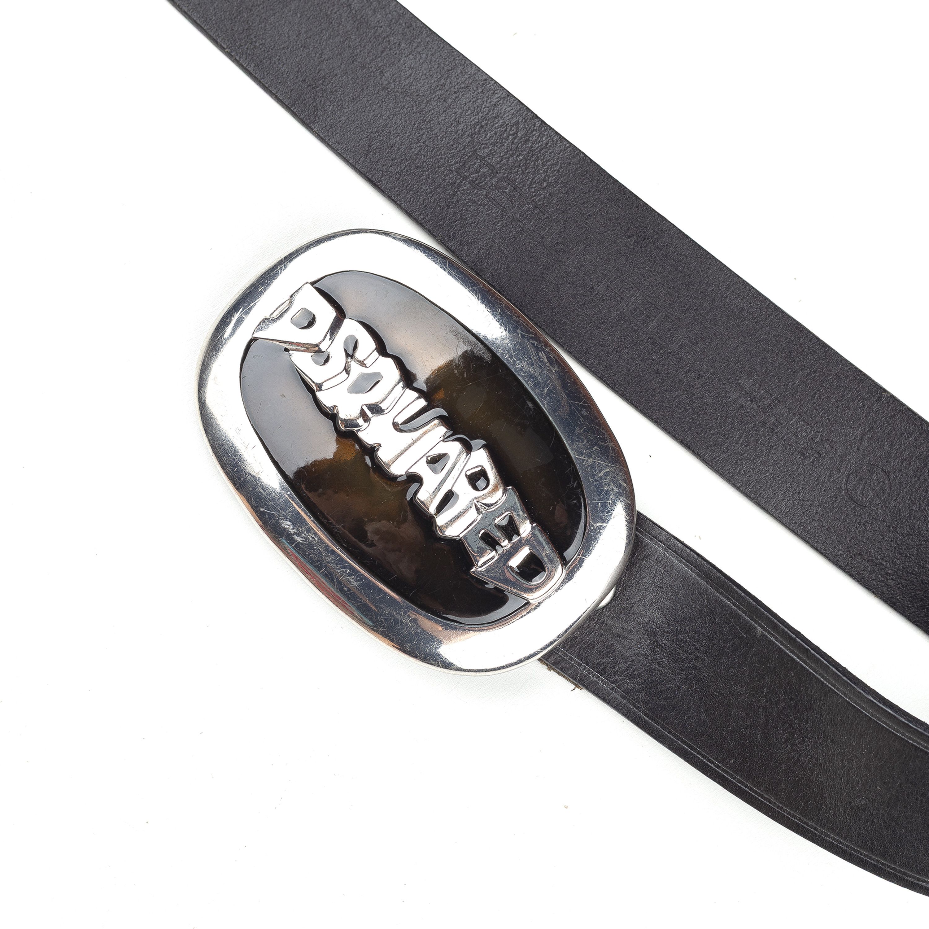 Dsquared2 DSQUARED2 Vintage Black Leather Metallic Belt Size ONE SIZE - 2 Thumbnail