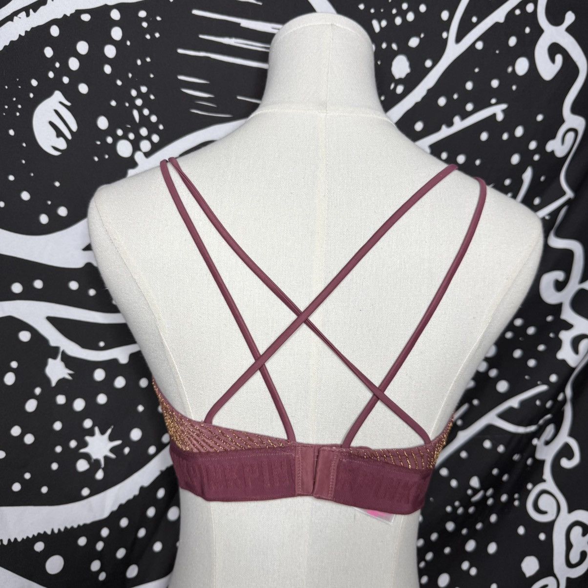 Victoria's Secret PINK Victoria's Secret Dusty Rose Beaded Bralette Sz L Size L / US 10 / IT 46 - 4 Thumbnail