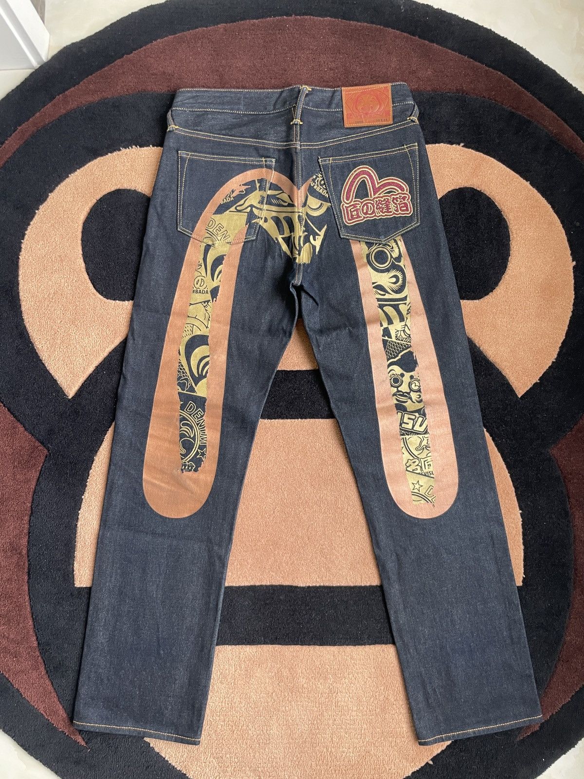 Pre-owned Evisu Golden Daicock Style Jeans！size：30 In Black Blue