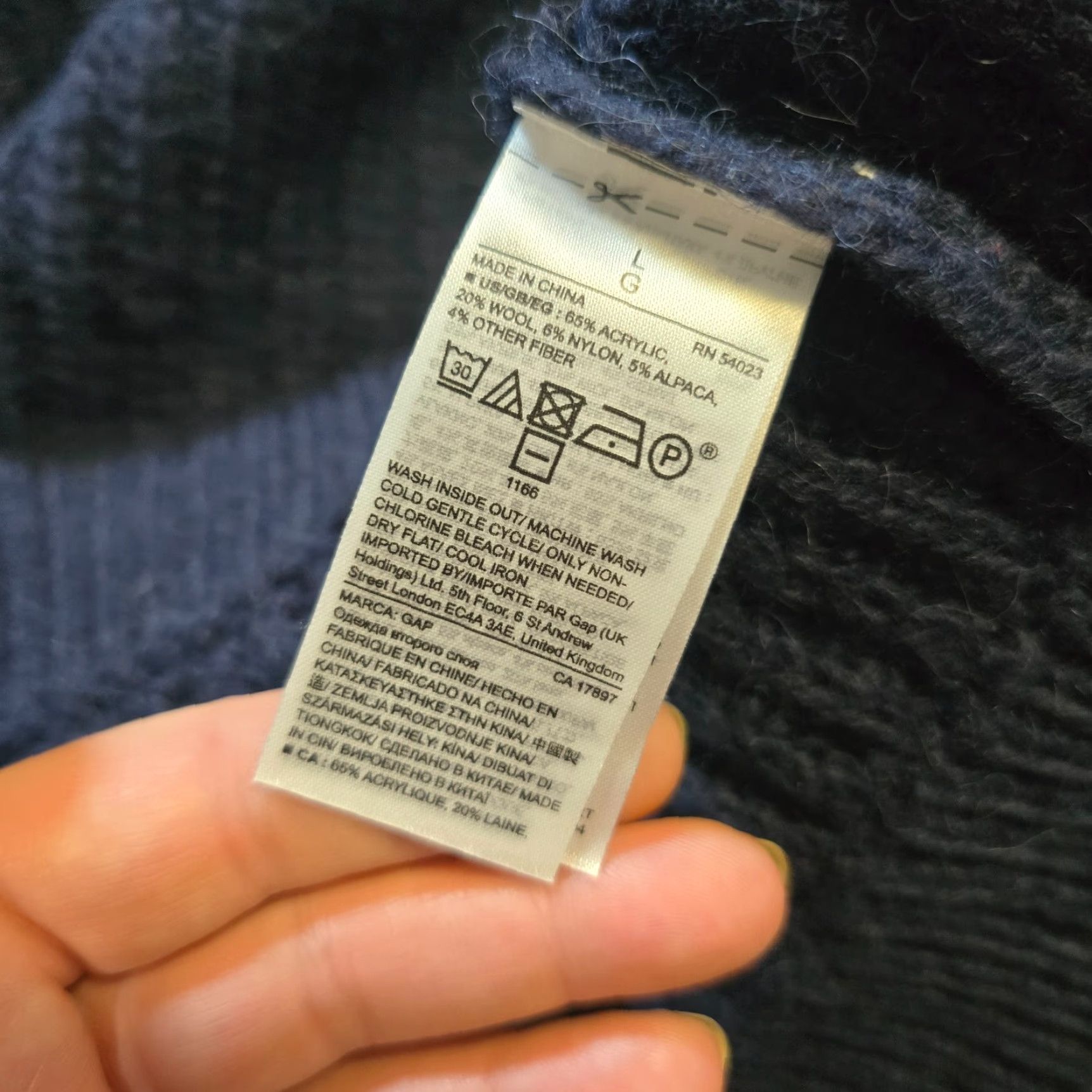 Gap GAP Sweater Womens Size Large Blue Cowl Neck Alpaca Wool Blend Chunky Capsule Knit Pullover Regular Winter Fall Women XS? Wait no. Size L / US 10 / IT 46 - 7 Thumbnail