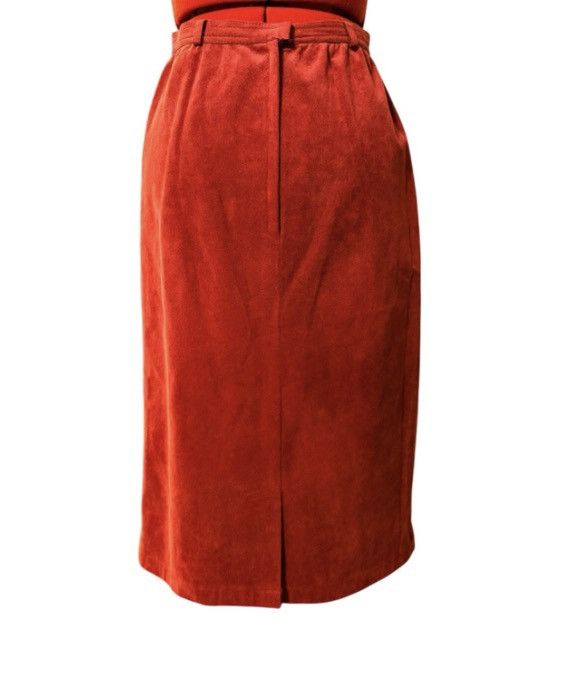 Other Vintage Nat Kaplan Couture Red Suede Midi Pencil Skirt Sz 6 Size 28" / US 6 / IT 42 - 2 Thumbnail