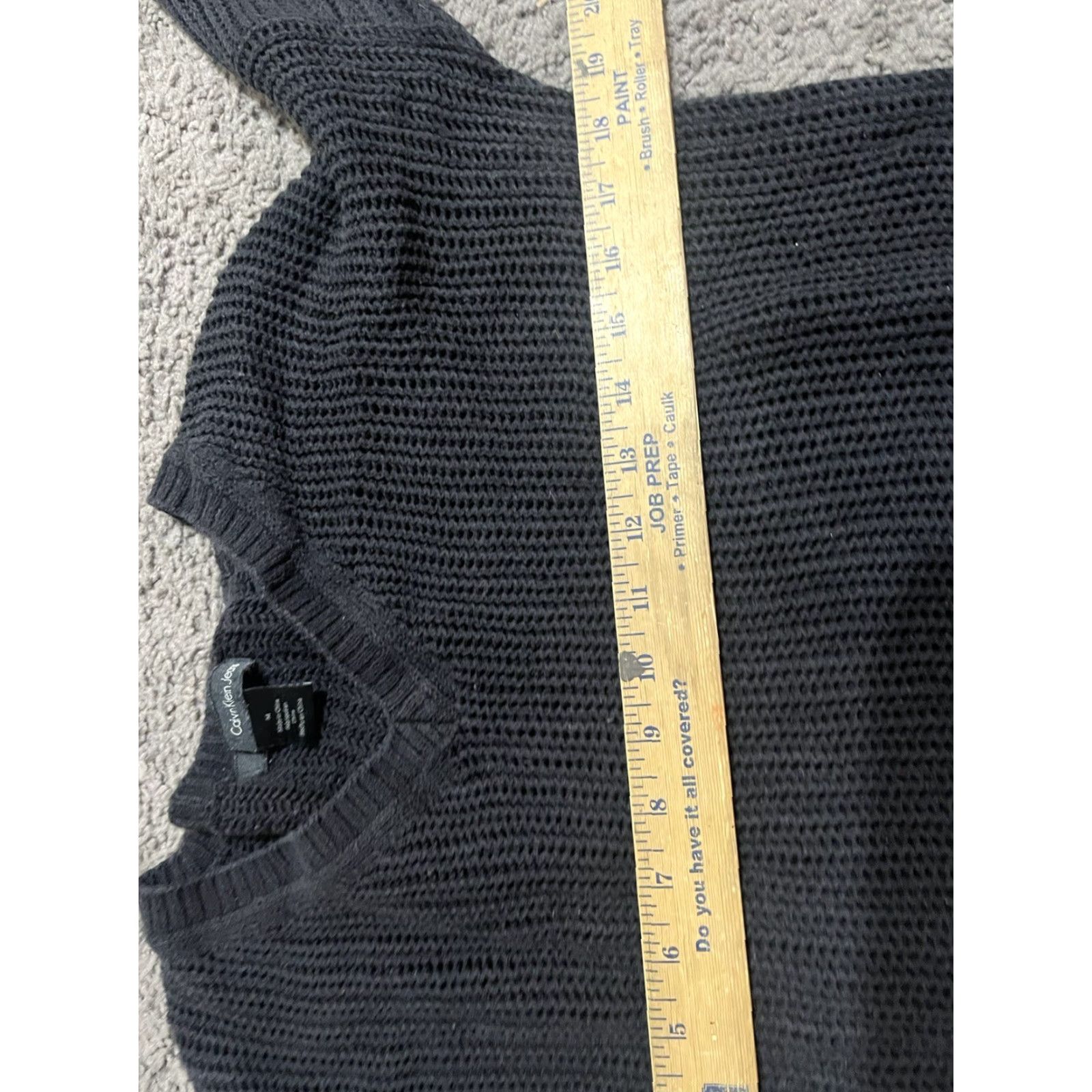 Calvin Klein Calvin Klein Jeans Black V-Neck Cable Knit Open Work Sweater Size Medium Size M / US 6-8 / IT 42-44 - 4 Thumbnail