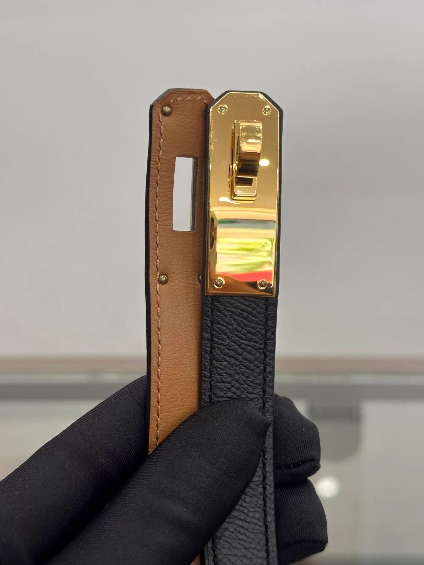 Hermes Hermes Kelly Belt 1.8cm Black/Brown Gold Buckle New Boxed Size ONE SIZE - 4 Thumbnail