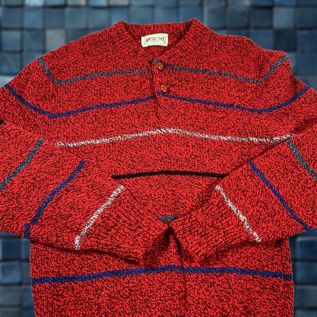American Eagle Outfitters VINTAGE American Eagle Sweater Mens L Red Wool Henley Pullover Button Knit Solid Size US L / EU 52-54 / 3 - 1 Thumbnail