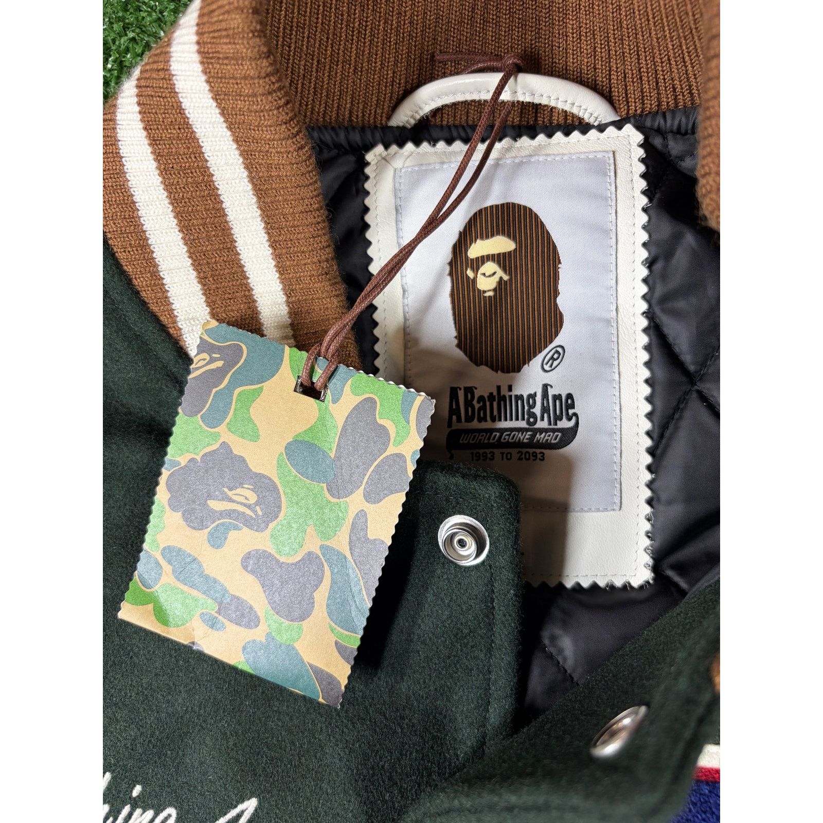 Bape Bape X END. 'Bowling Pins' Green Varsity Jacket Size XL Size US XL / EU 56 / 4 - 4 Thumbnail