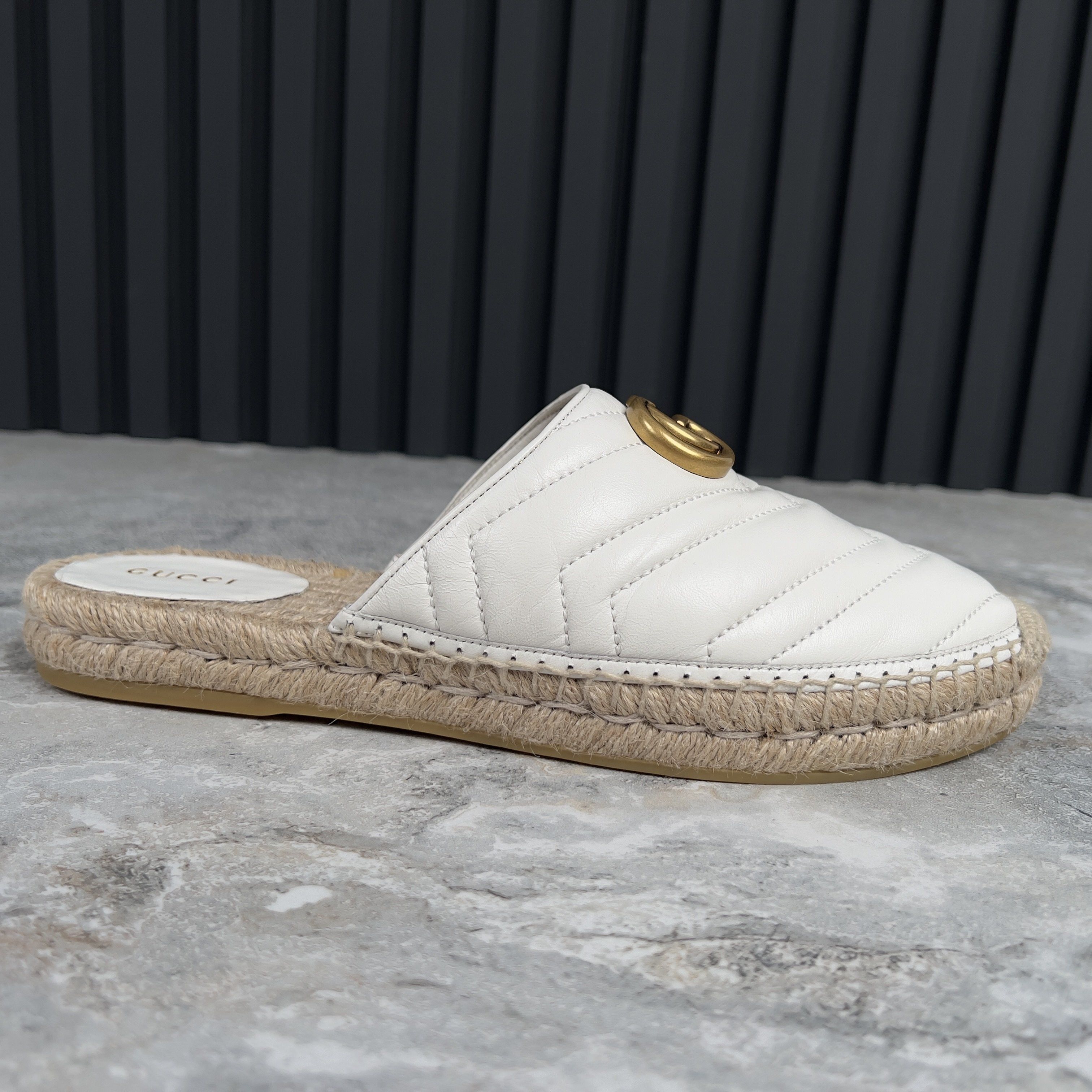 Gucci Marmont GG Platform Espadrille Mule White Leather Size US 9 / IT 39 - 6 Thumbnail