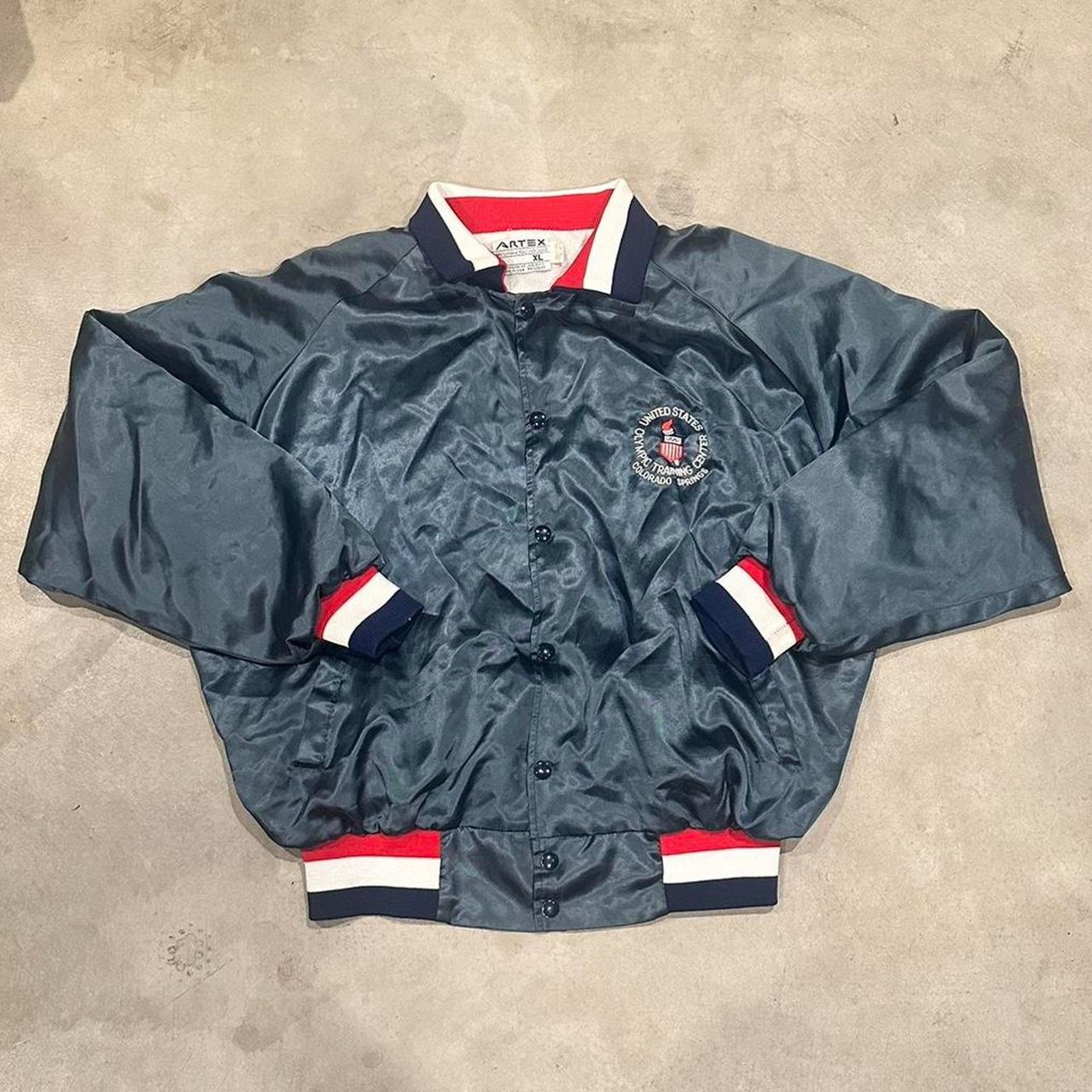 USA Olympics 80s United States Olympic Training Satin Bomber Jacket Size US XL / EU 56 / 4 - 3 Thumbnail