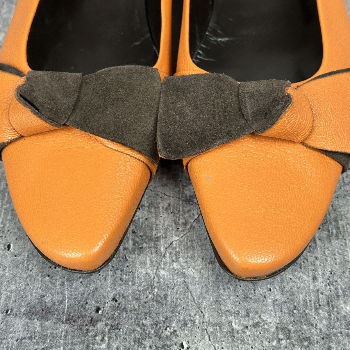 Miu Miu Vintage Miu Miu Bow Pointed Toe Leather Shoe Orange Sz 37 Size US 7 / IT 37 - 4 Thumbnail