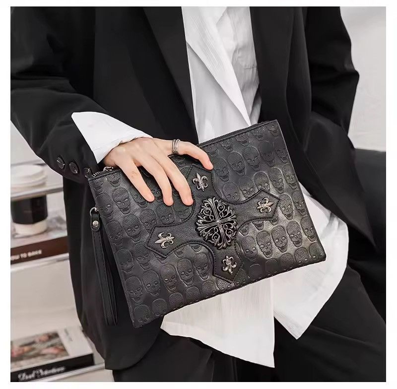 Vintage Skull metal cross design purse bag multilogo lux Embossed Size ONE SIZE - 1 Thumbnail