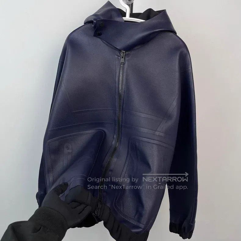 Louis Vuitton Louis Vuitton Dark Blue Hooded Zip Leather Jacket Size US S / EU 44-46 / 1 - 3 Thumbnail