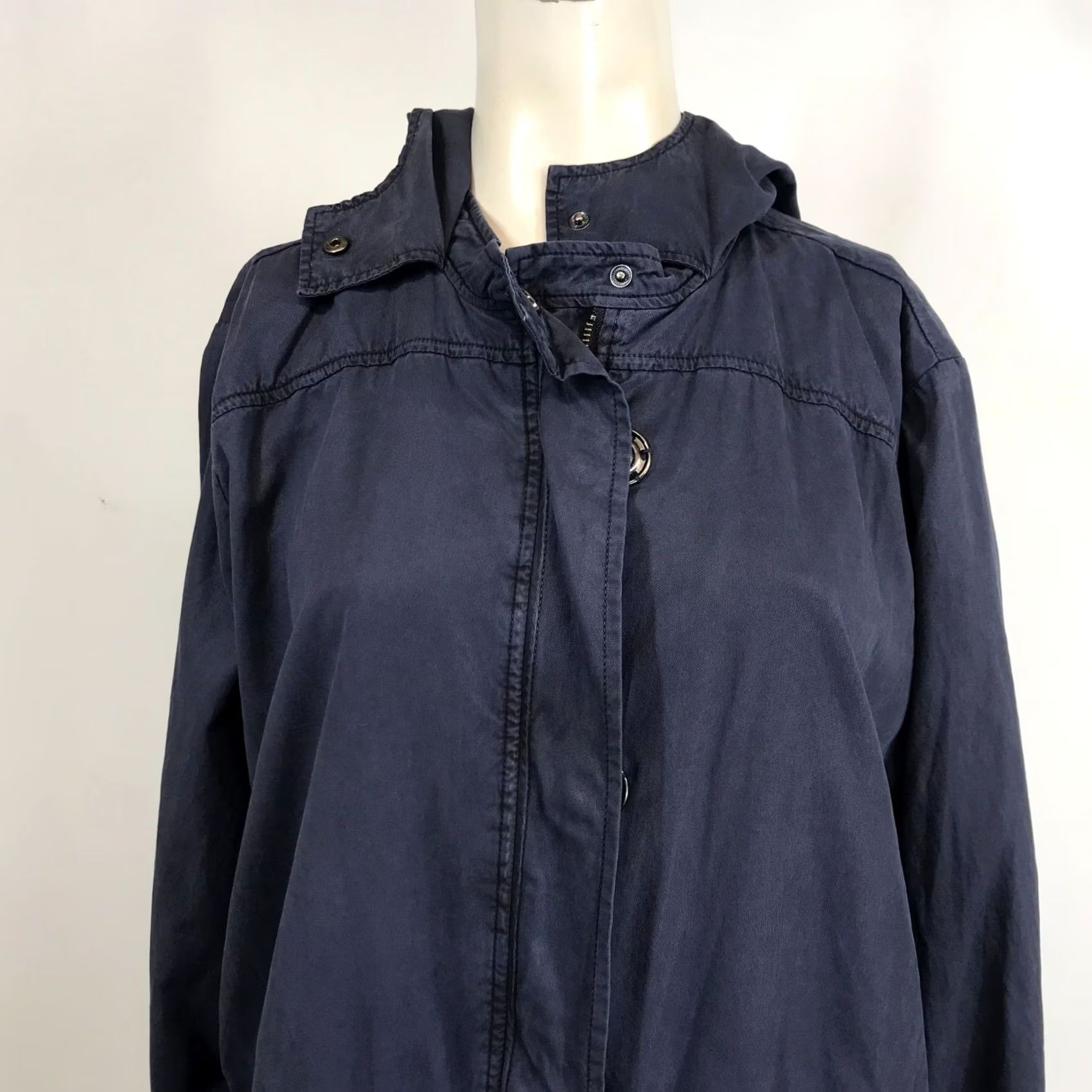 Vintage VINTAGE SEJOUR Women's 0X Navy Zip & Snap Closure Hooded Cargo Jacket Coat Shirt Size XL / US 12-14 / IT 48-50 - 2 Thumbnail