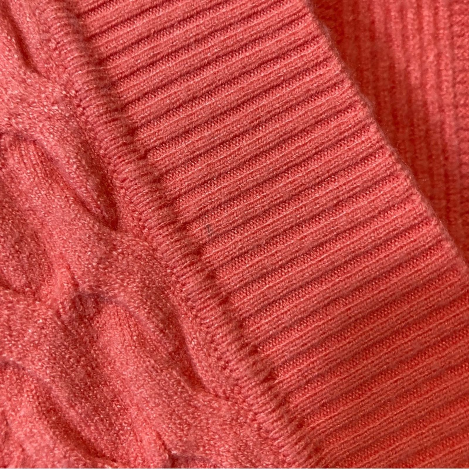 Other Cyrus Salmon Pink Ribbed Cable Knit Cardigan Sweater Size L / US 10 / IT 46 - 2 Thumbnail