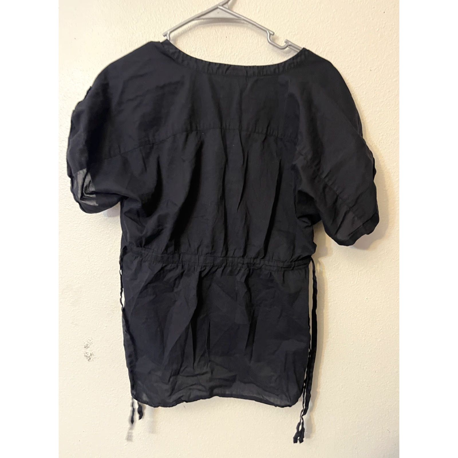 H&M H&M Womens Button-Up Top Black 100% Cotton Short Sleeve Collared Casual Size 16 Slim Regular Shirt Womens Size XXL / US 16-18 / IT 52-54 - 3 Thumbnail