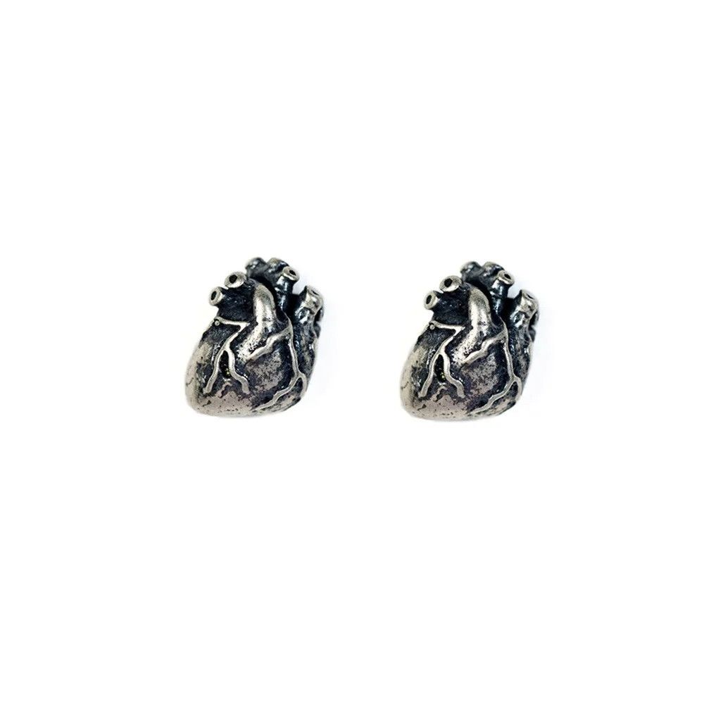 Jewelry Human Heart Stud Earrings 925 Sterling Ear Studs Charm Size ONE SIZE - 5 Thumbnail