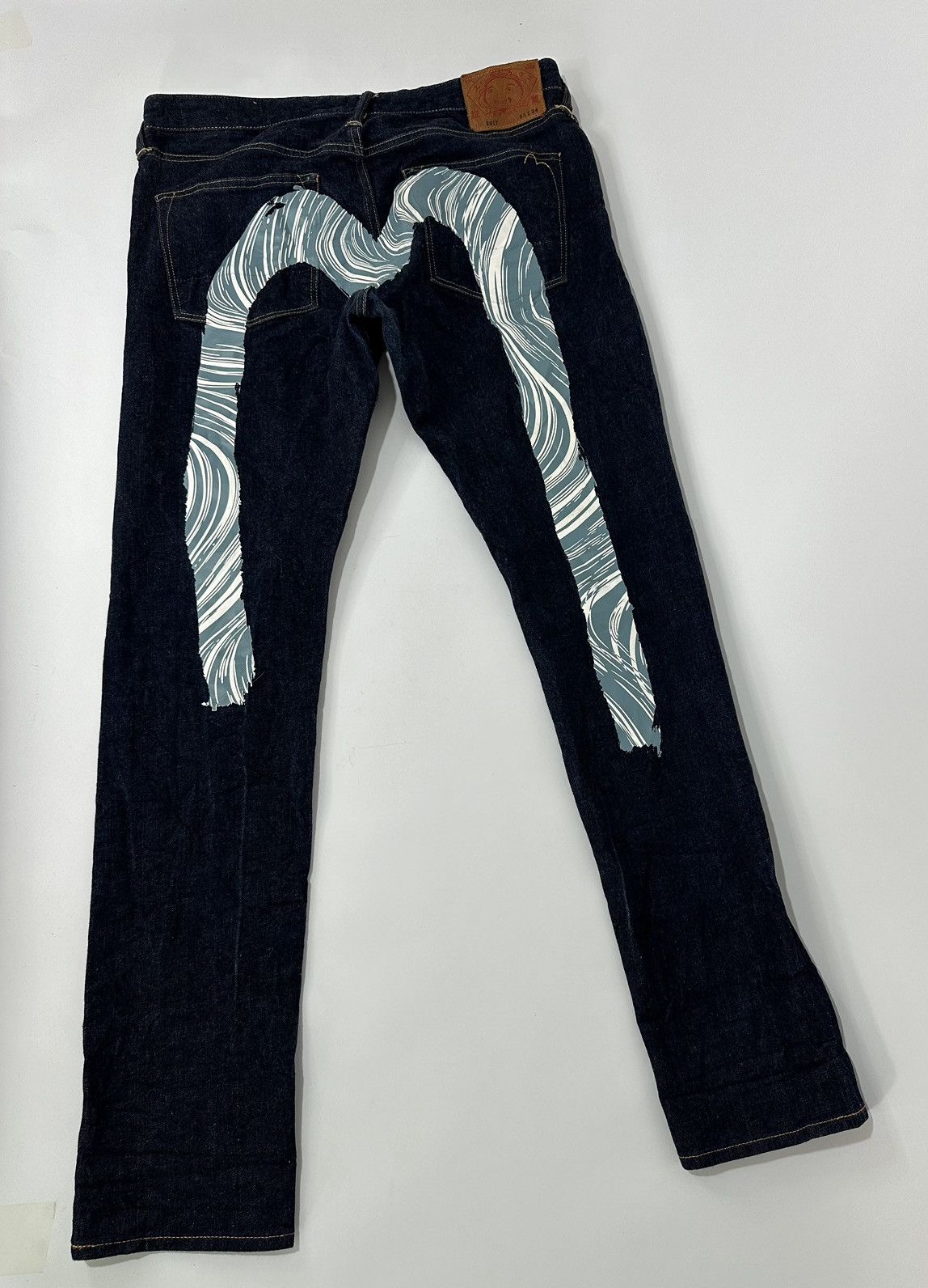 Evisu EVISU Blue PAINTED DIACOCK JEAN SIZE 30X34 Size US 33 - 1 Thumbnail