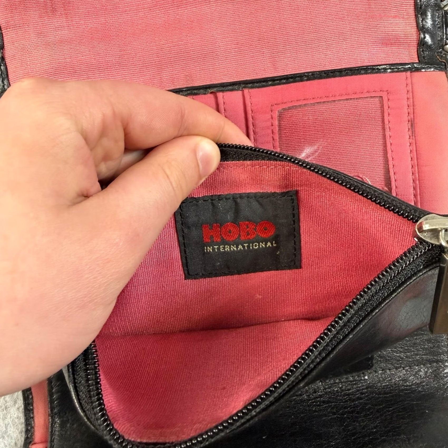 Vintage VINTAGE Hobo International Purse Bag Womens Small Black Leather Organizer Handbag READ Size ONE SIZE - 3 Thumbnail
