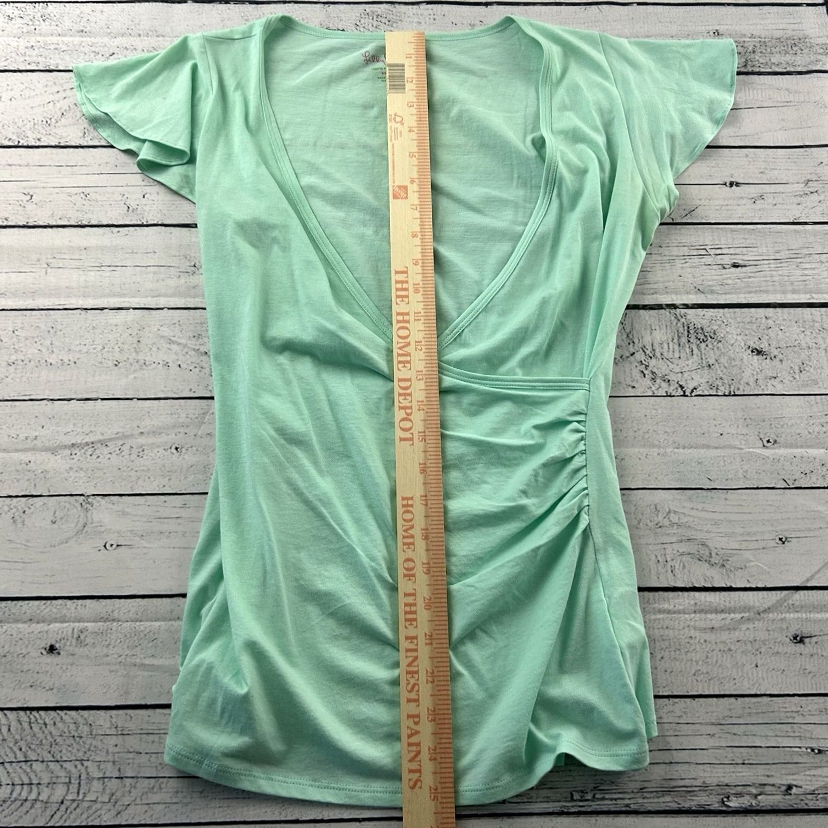 Lilly Pulitzer Lilly Pulitzer 100% Pima Cotton Short Ruffle Sleeve Top Women's S Green Blue Blouse Womens Short Sleeve Ruffle Accents 100% Cotton Size S / US 4 / IT 40 - 3 Thumbnail
