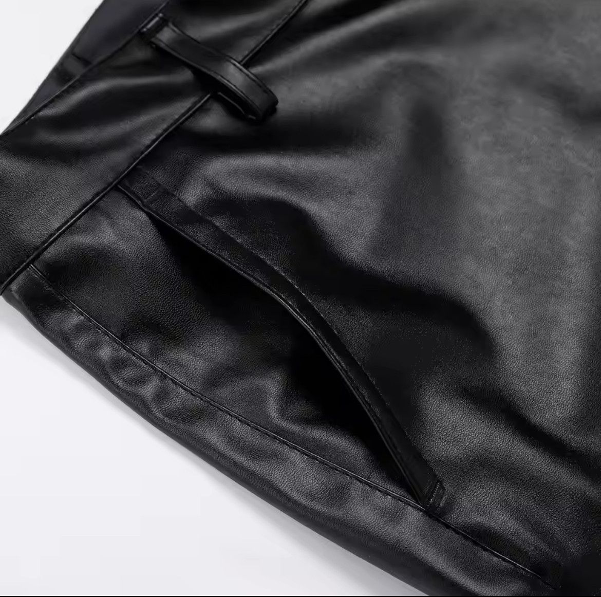 Leather Men's PU Leather Elastic Shorts Size US 34 / EU 50 - 4 Thumbnail