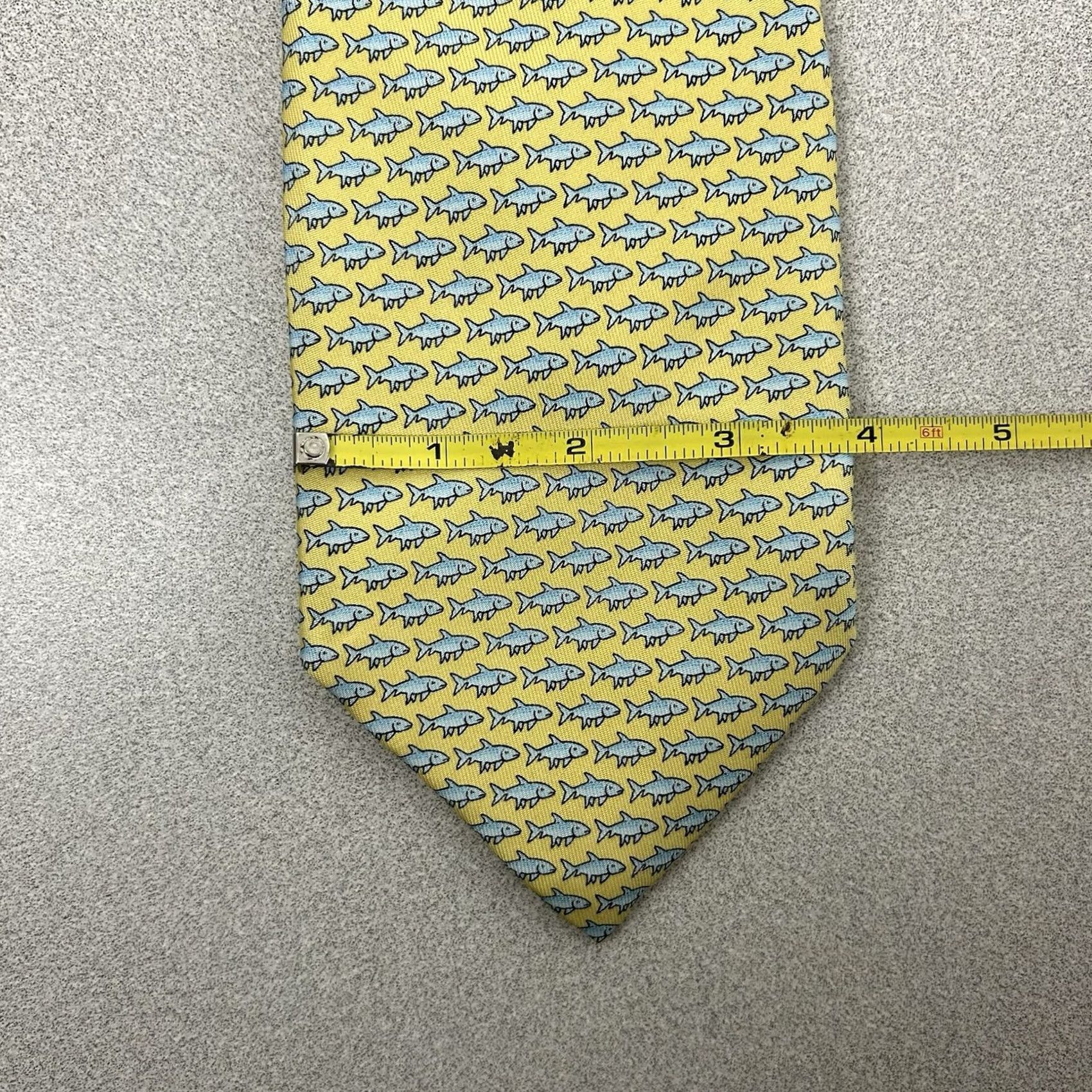 Vineyard Vines Vineyard Vines Bonefish Fish Yellow Necktie 100% Silk Hand Picked Tie Men's 64” Size ONE SIZE - 6 Thumbnail