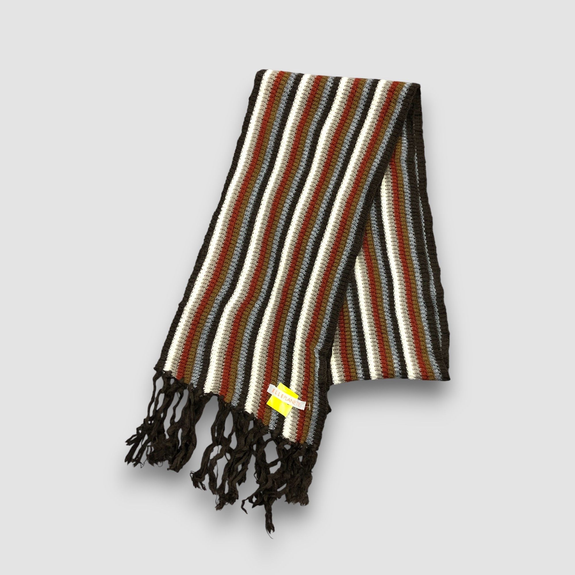 Japanese Brand Vintage 90s Elle Planete Scarf Muffler Knit Wool Scarves Size ONE SIZE - 3 Thumbnail