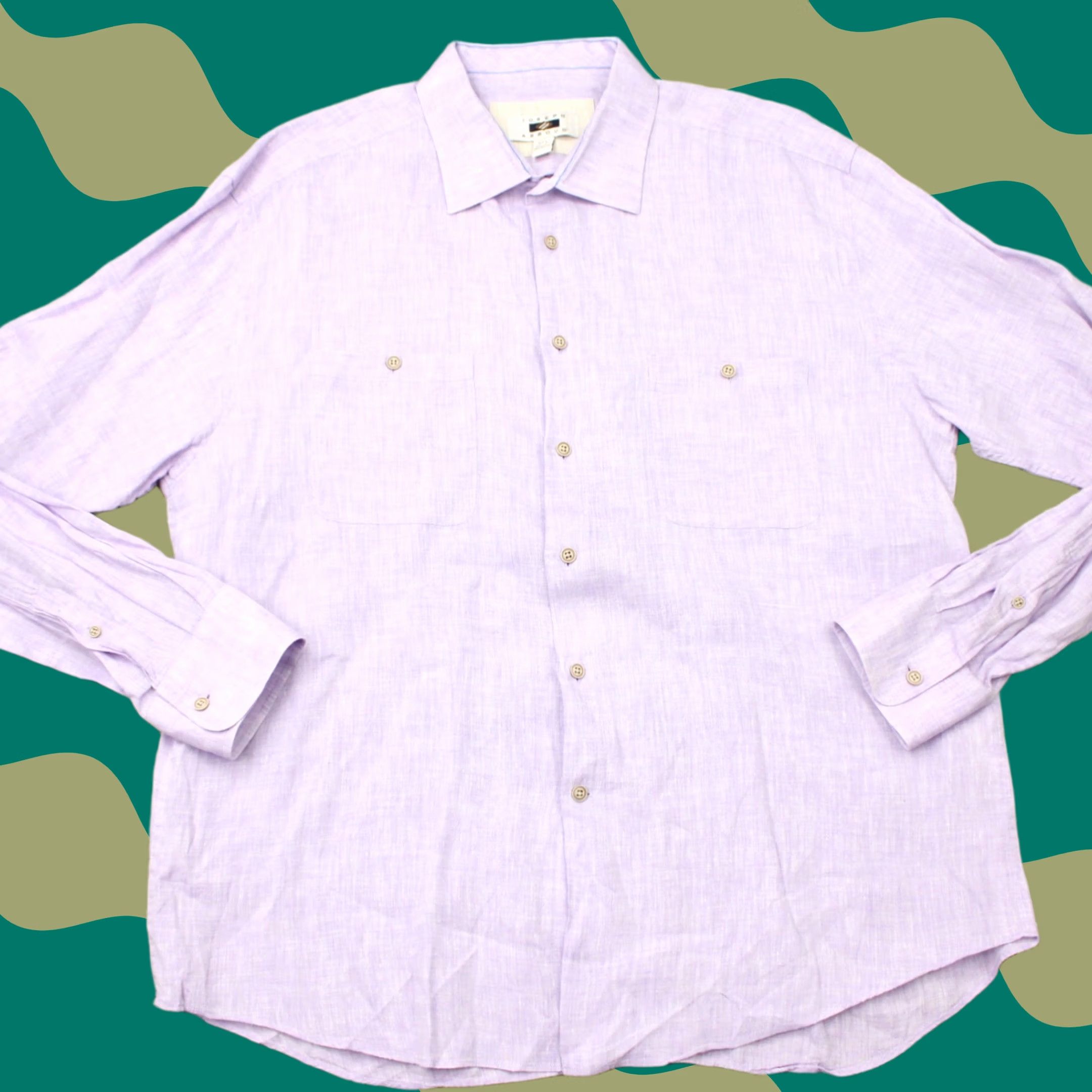 Joseph Abboud Joseph Abboud Shirt Mens 2XL Purple 100% Linen Long Sleeve Button Up Size US XXL / EU 58 / 5 - 1 Thumbnail