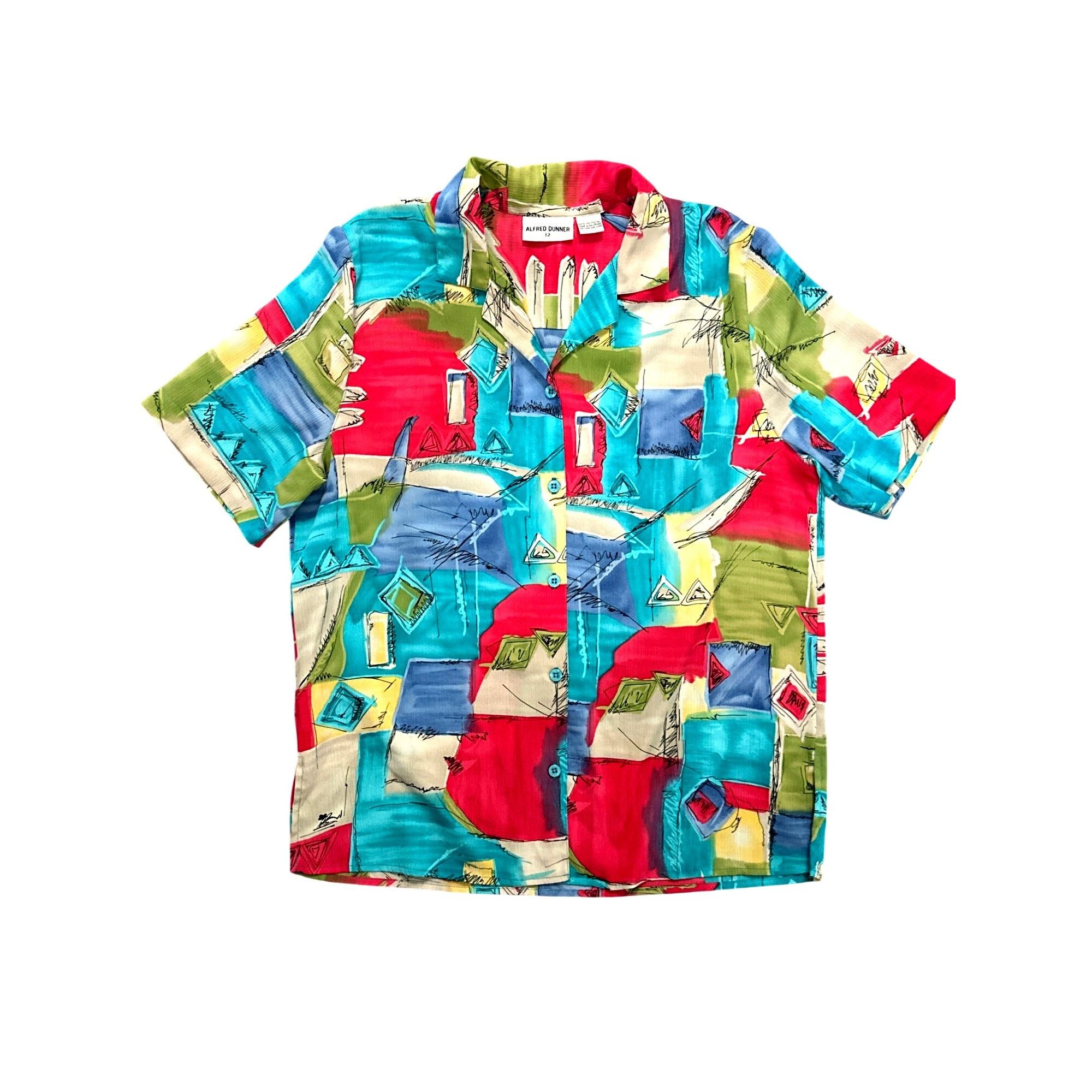 Other Alfred Dunner 12 Abstract Print Shirt Boldwear Retro Colorbl Size XL / US 12-14 / IT 48-50 - 12 Thumbnail