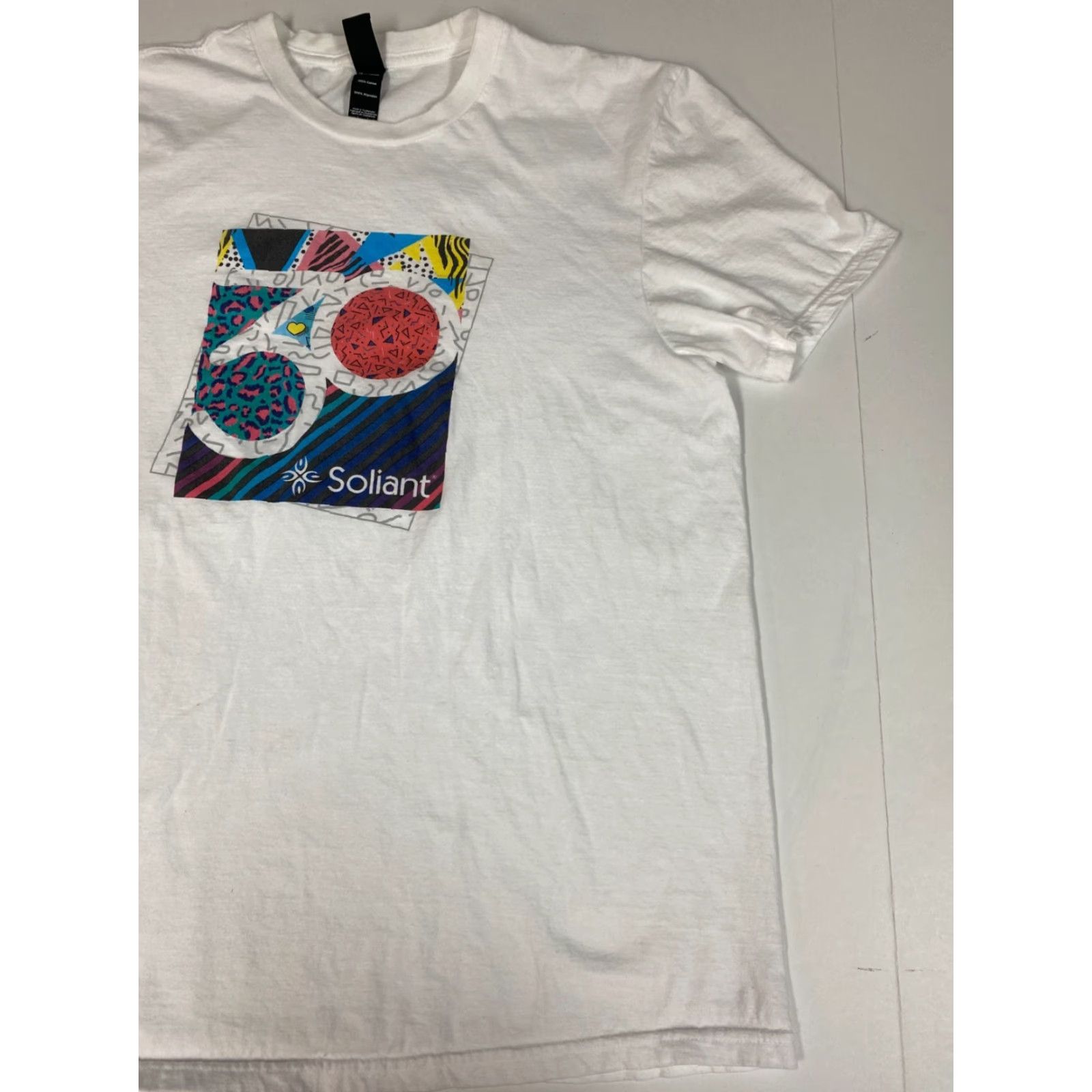 Vintage District Mens T-Shirt M White Soliant Logo Breathable Regular Crew Neck Short Sleeve Cotton Solid Vintage No Size US M / EU 48-50 / 2 - 2 Thumbnail