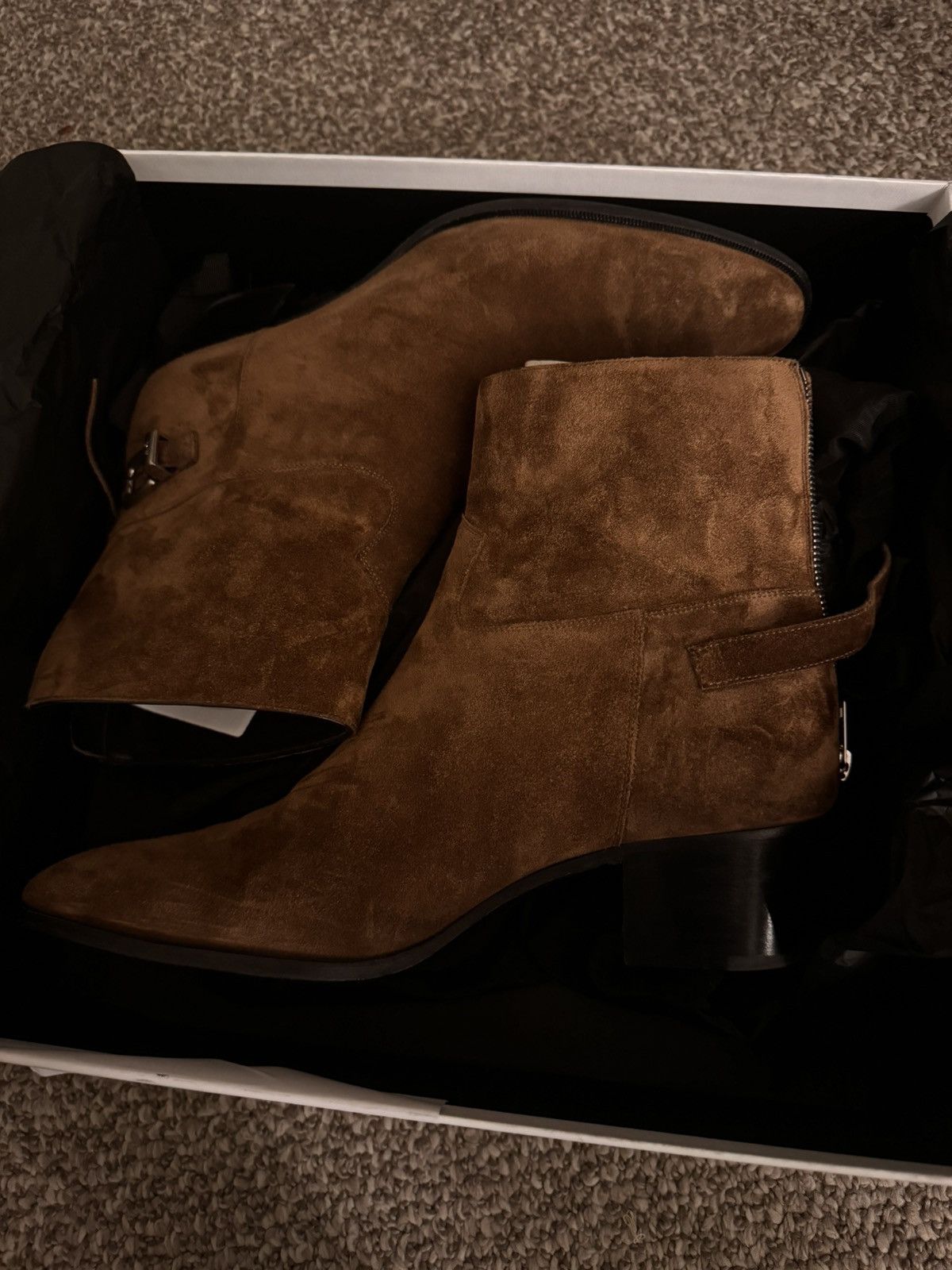 Celine Celine Issac Back Buckle Boot In Suede Size US 10.5 / EU 43-44 - 4 Thumbnail