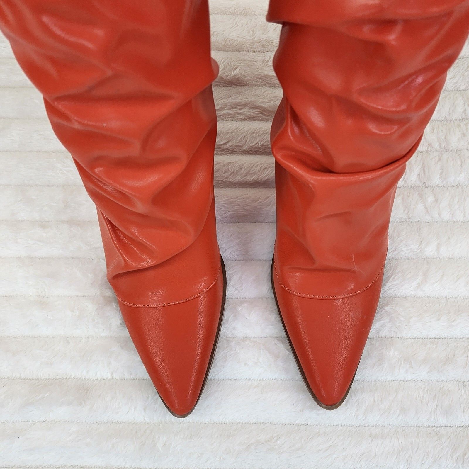 Other Humbled Orange Skirted Fold Over Western Cowgirl Boots (US S Size US 5.5 / IT 35.5 - 5 Thumbnail