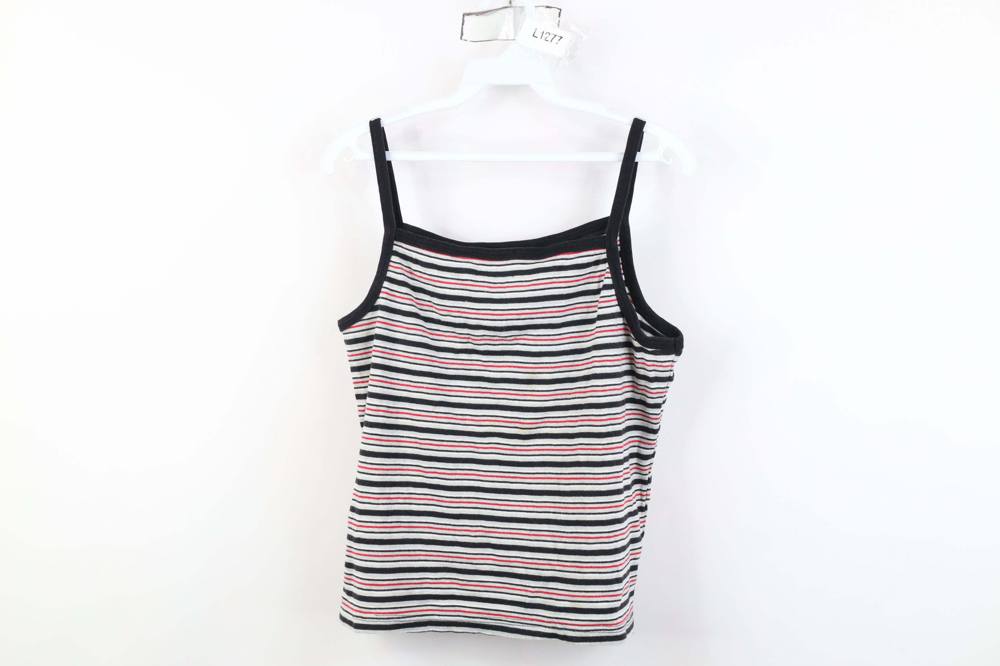 Vintage Vintage 90s Y2K Babydoll Striped Ribbed Cropped Tank Top Size L / US 10 / IT 46 - 1 Thumbnail